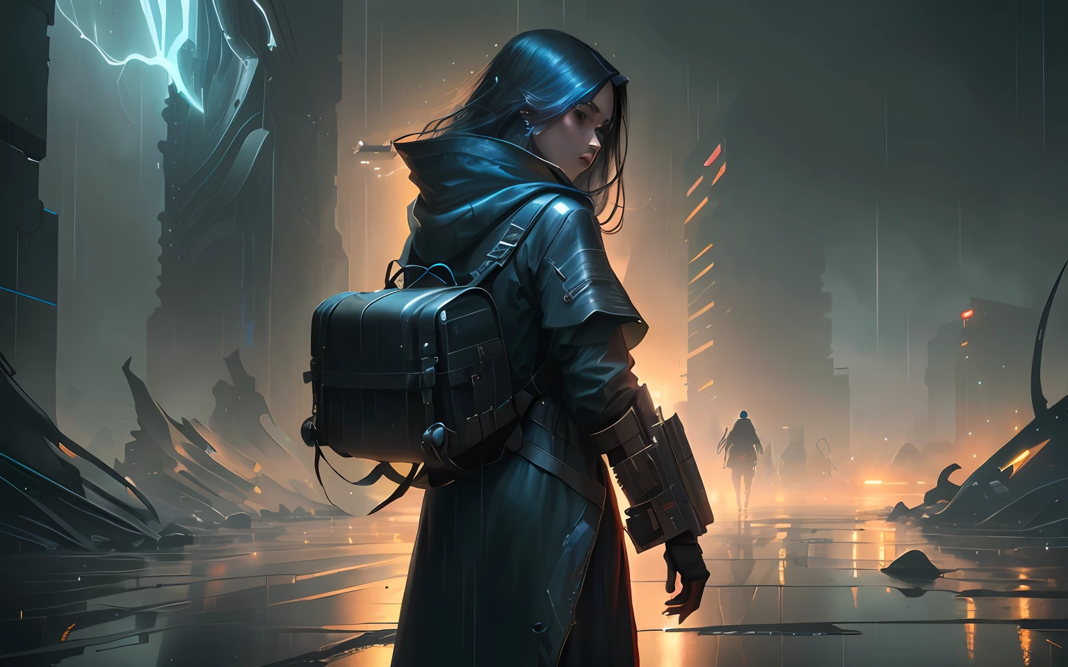 Person with cyberpunk backpack
