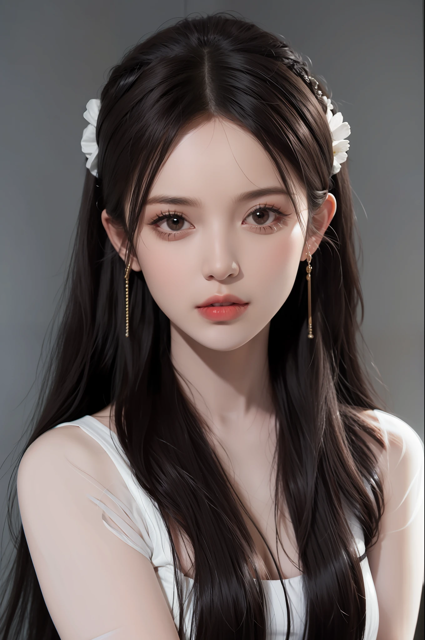 Temperament beauty modern beauty Long hair and big eyes
