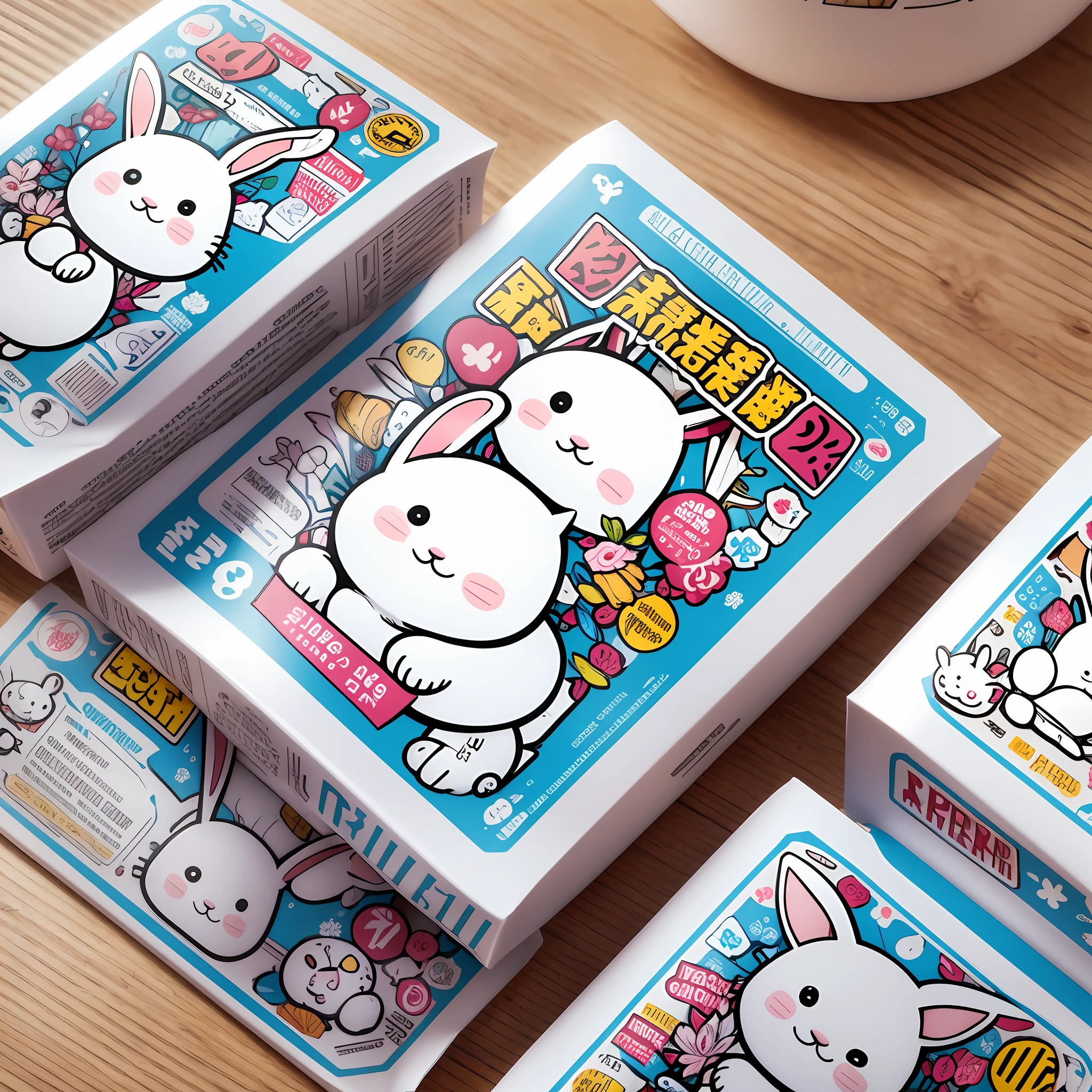 White rabbit milk candy packaging design, cartoon pattern, a rabbit, --auto --s2