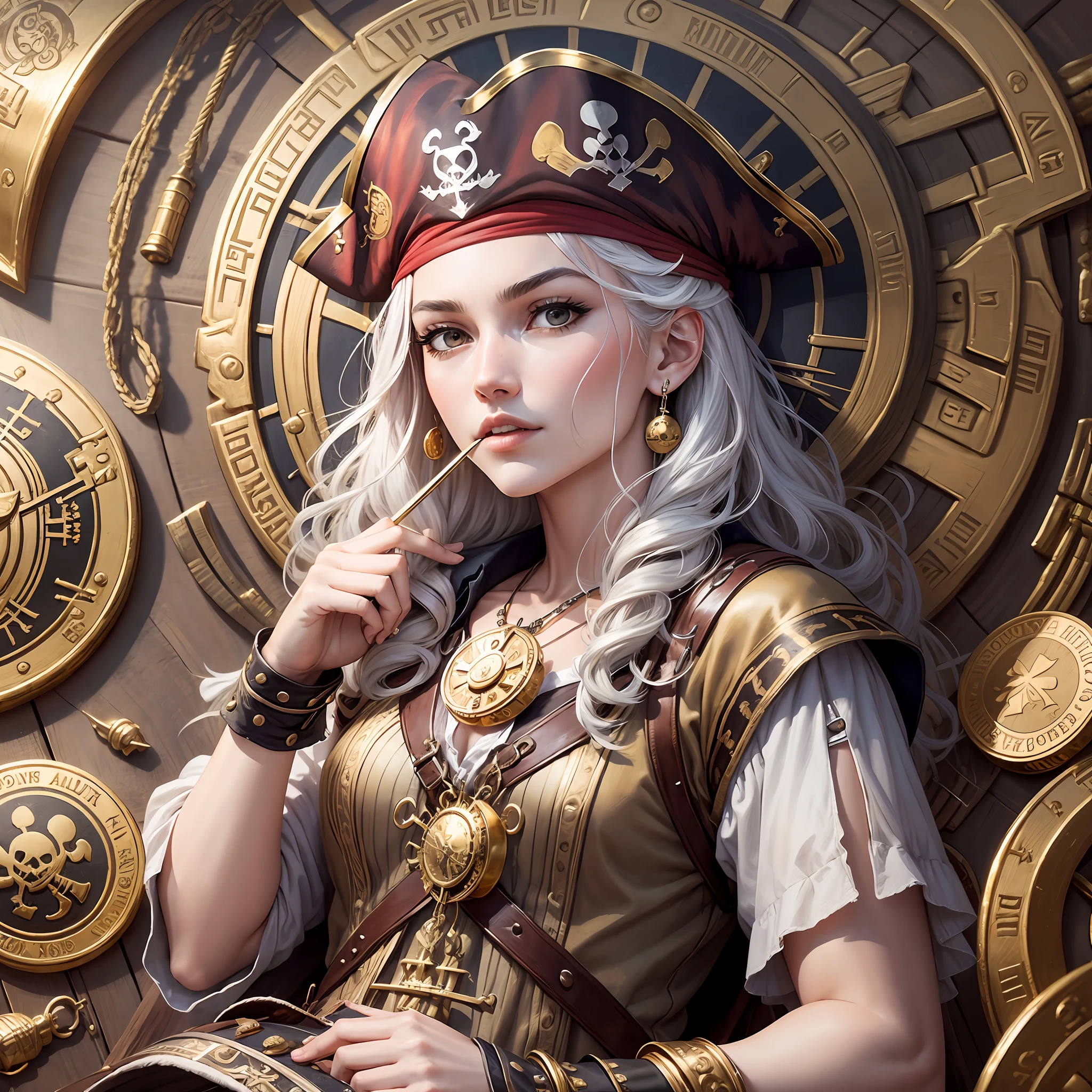 Pirate ship logo in the middle of gold and silver coin --auto --s2