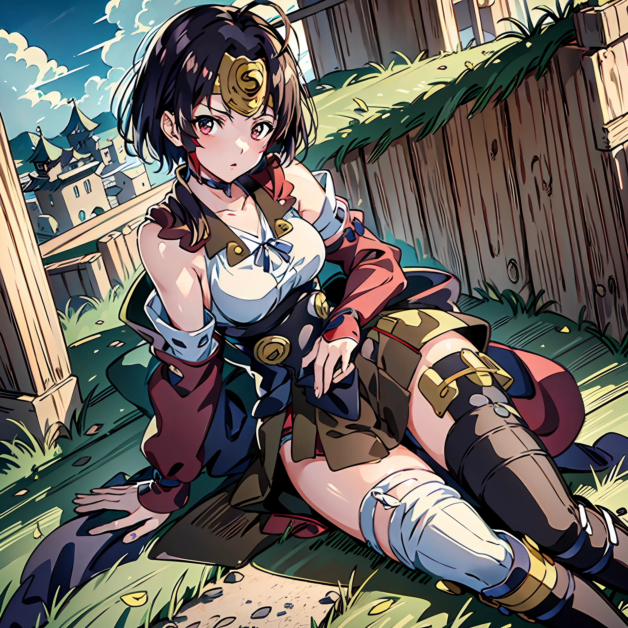 High definition anime 8K wallpaper), (Very delicate and beautiful), (Best Quality:1.0), (Ultra High Definition:1.0), (Very delicate hair), (Very delicate and detailed eyes)realistic shadows, [High Definition], Detailed skin, (Very delicate eyes), (Full body), Nameless, Kabaneri of Kotetsu Castle, Kabaneri Hozumi of Kotetsu Castle, Kabaneri of Kotetsu Castle, Lying