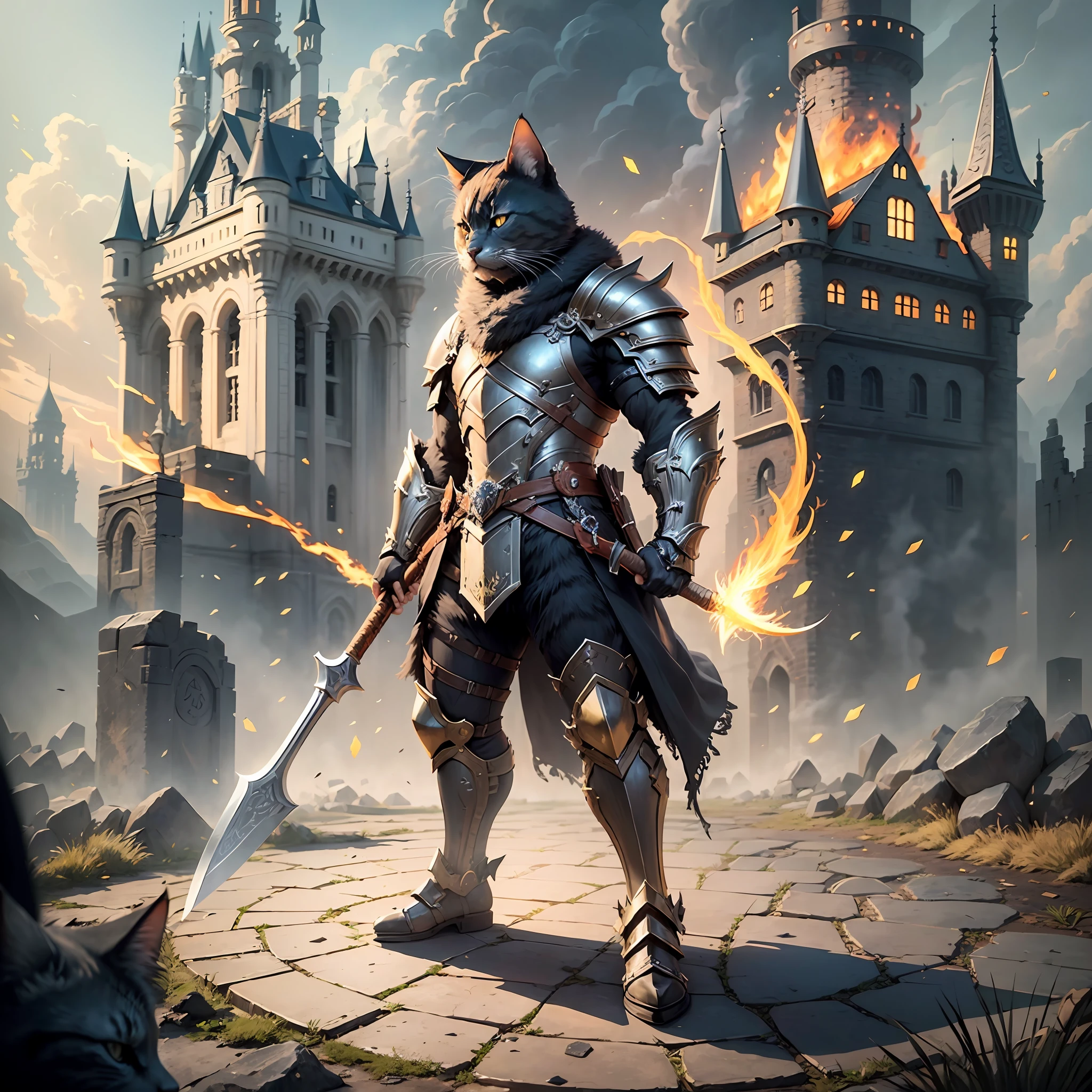 a cat holding an axe in his hand, detailed cat, cat design, realistic, detailed vector art, (wearing a black and gold berserker armor) (in a dark castle: 1.4), art --Size: 512x512 --Steps: 15, -- CFG scale: 3, --Resizing seeds from: -1x-1, --Denoizing force: 0.4 --niji 5.1 -imagine - --auto --s2