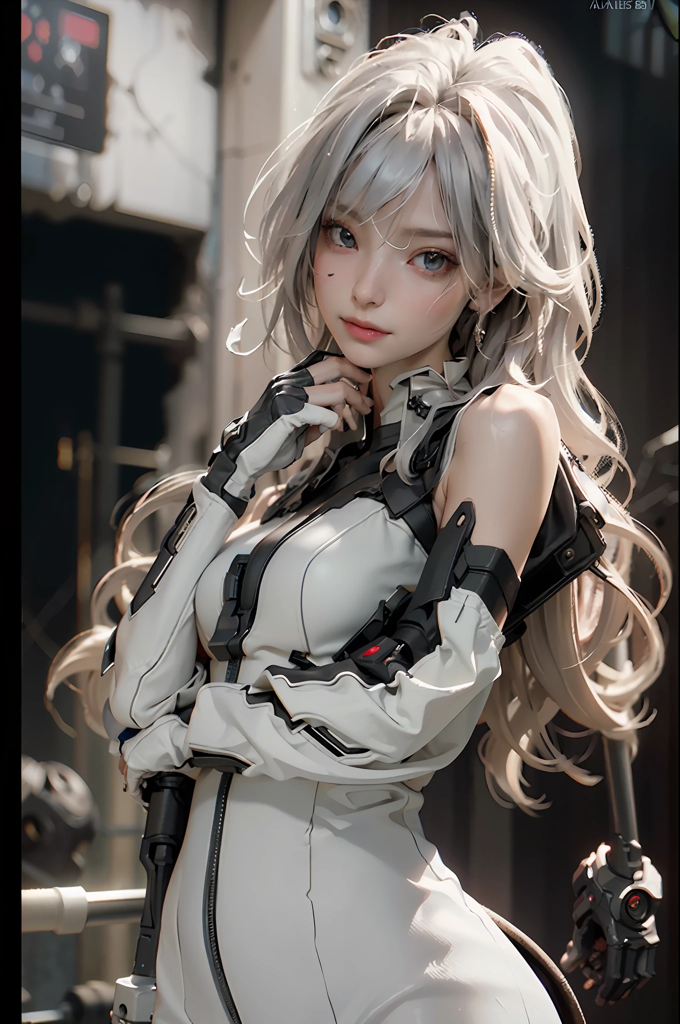 (Best Quality), (Masterpiece), (Detail: 1.4), 3D, Cyberpunk Style, (Straight Face)), Bust, Perfect Face, ((Face Close-up)), Perfect Fingers, Perfect Figure, A Beautiful Cyberpunk Female Image Facing Up, (Standing), (Upright), Action Pose, ((High Detail Skin, Visible Pores)), (Small Chest: 1.3), Neck Ring, Collar, Tight Clothing, (Firearms), Battlefield, HDR (High Dynamic Range), Ray Tracing , NVIDIA RTX, Super-Resolution, Unreal 5, Subsurface scattering, PBR textures, post-processing, anisotropic filtering, depth of field, maximum sharpness and sharpness, multi-layer textures, albedo and highlight maps, surface shading, accurate simulation of light-material interactions, perfect proportions, Octane Render, two-color light, large aperture, low ISO, white balance, rule of thirds, 8K RAW,
