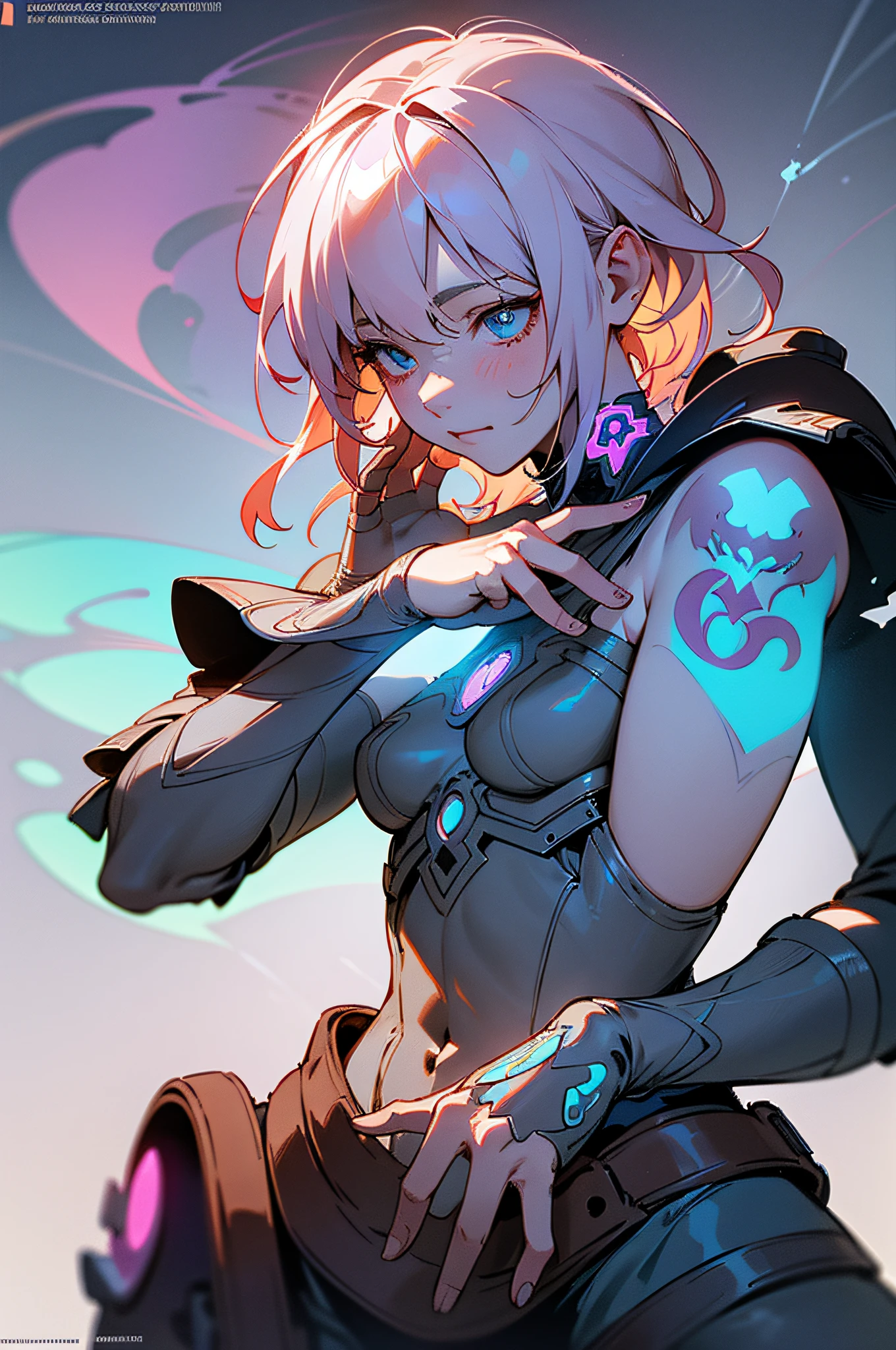 Gwenpool, colosseum,cybe,tattoo,without clothes,savage,small bust,Machine hands,shoulder length messy hair no clothing,detailed beautiful face,detailed beautiful eyes,shieid,happy, smail, super detailed skin,Beautiful slender style anime girl, hyperdetailed painting, luminism, art by Carne Griffiths and Wadim Kashin concept art, 4k resolution, fractal isometrics details bioluminescence , 3d render, octane render, intricately detailed , cinematic, trending on artstation Isometric Centered hyperrealistic cover photo awesome full color, hand drawn , gritty, realistic mucha , intricate, hit definition , cinematic,Rough sketch, bold lines, on paper