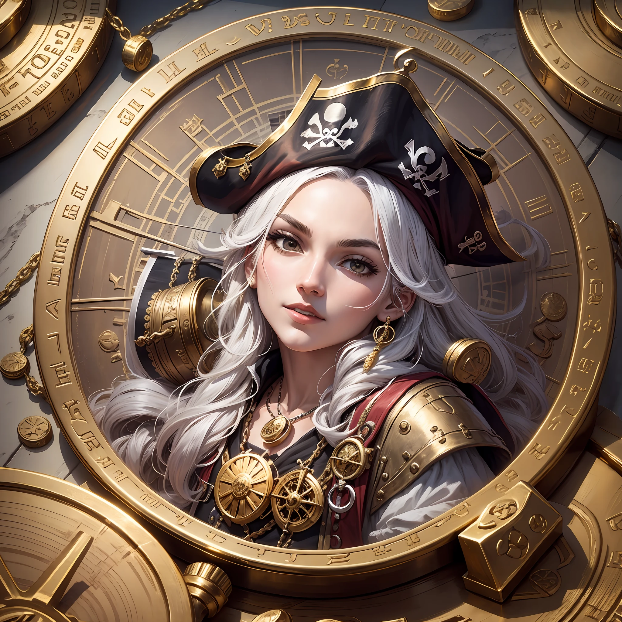 Pirate ship logo in the middle of gold and silver coin --auto --s2
