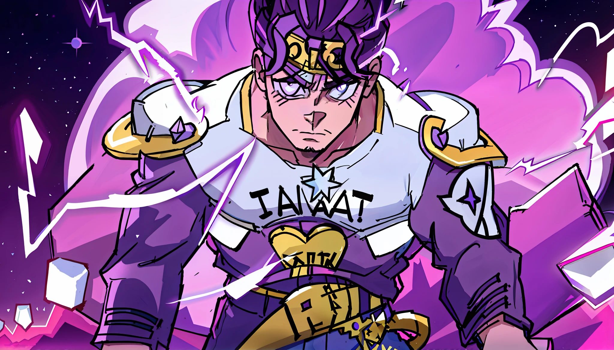 jotaro, star platinum, purple aura, hd, highres