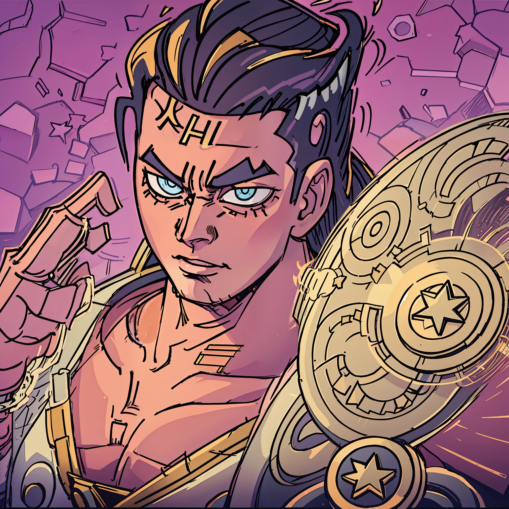 jotaro kujo from jojo's bizarre adventure, star platinum, hd, highres