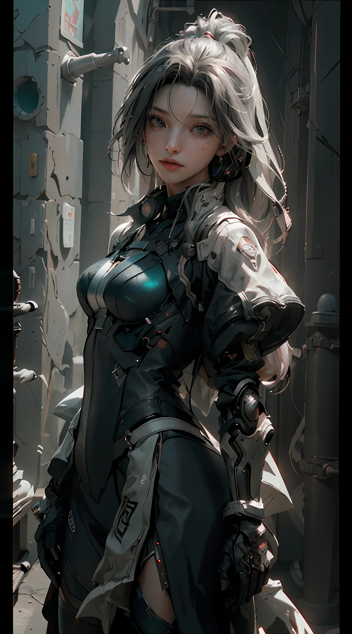 ((Best quality)), ((masterpiece)), (detailed:1.4), 3D, an image of a beautiful cyberpunk female,HDR (High Dynamic Range),Ray Tracing,NVIDIA RTX,Super-Resolution,Unreal 5,Subsurface scattering,PBR Texturing,Post-processing,Anisotropic Filtering,Depth-of-field,Maximum clarity and sharpness,Multi-layered textures,Albedo and Specular maps,Surface shading,Accurate simulation of light-material interaction,Perfect proportions,Octane Render,Two-tone lighting,Wide aperture,Low ISO,White balance,Rule of thirds,8K RAW,