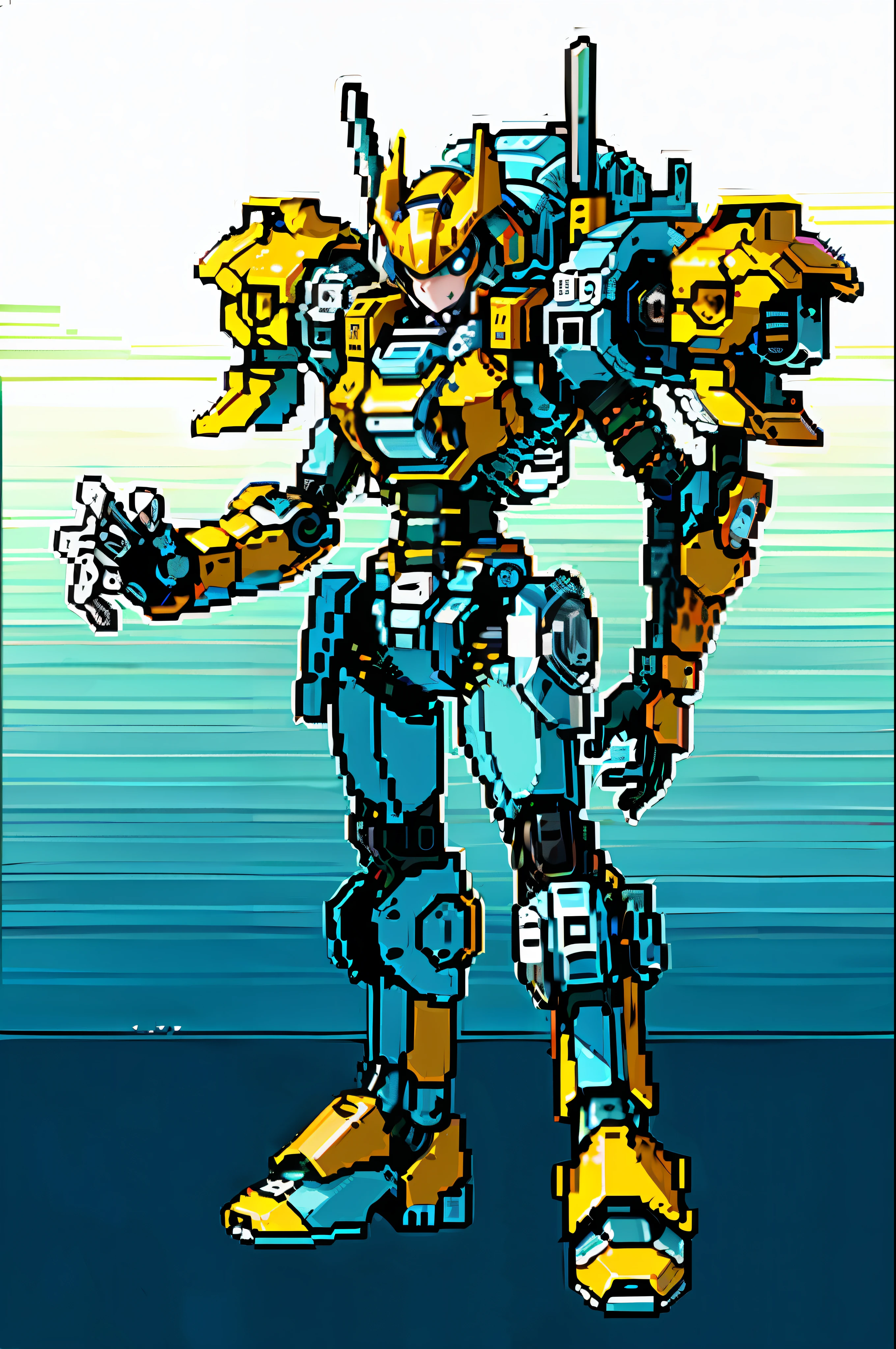 (masterpiece, top quality, best quality), pixel,pixel art,mecha cat, 1boy,full body,