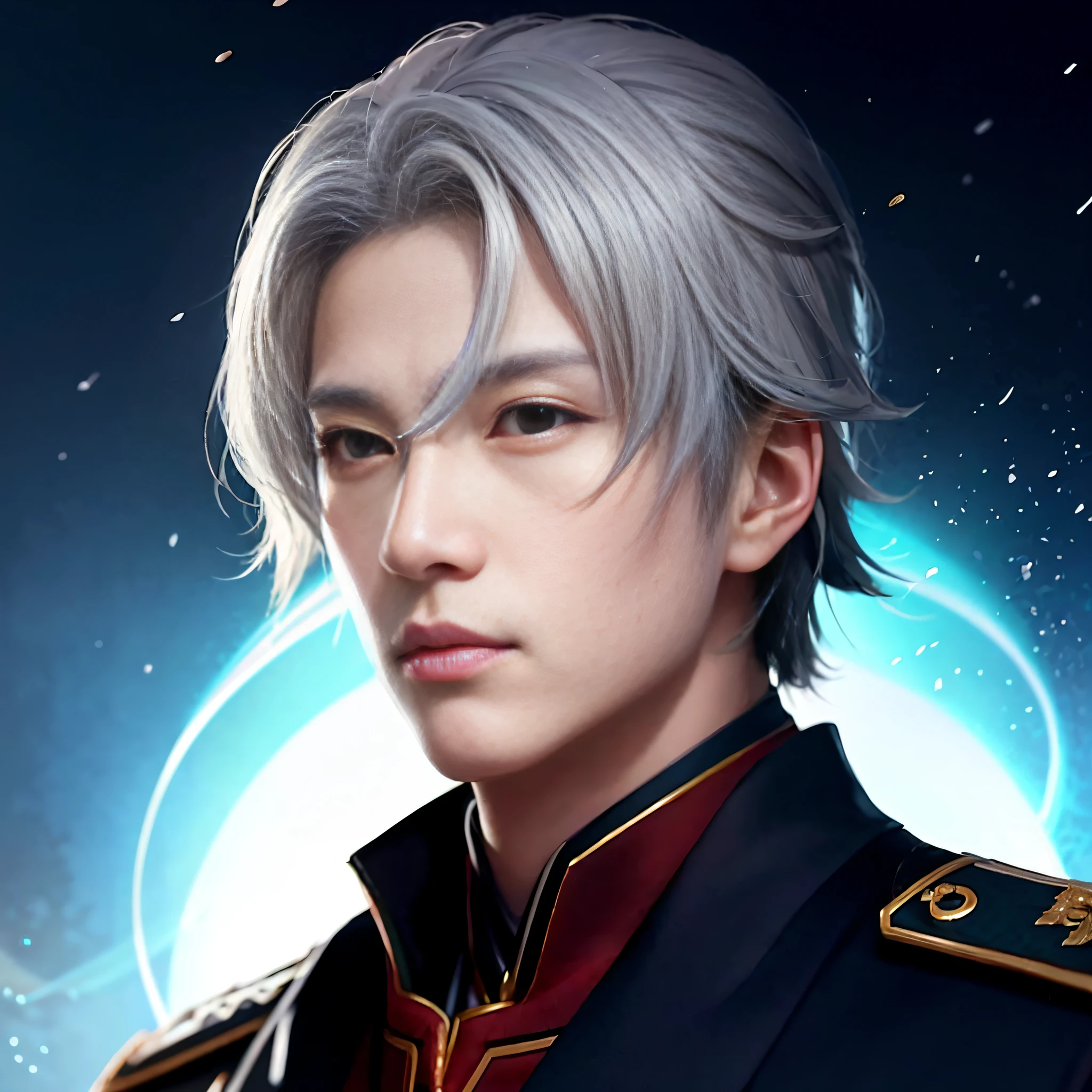 a close up of a person with a white hair and a uniform, loong, heise jinyao, sakimichan, inspired by Song Maojin, yanjun chengt, inspired by Bian Shoumin, cai xukun, inspired by Hong Ren, inspired by Zhang Han, imperial portrait, by Yang J, zmonzheng