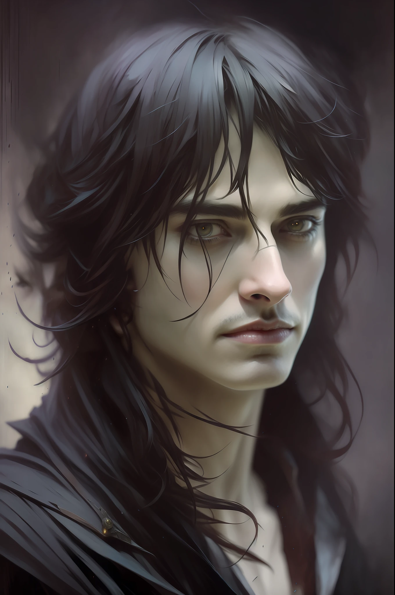 a male portrait of a hyperdetailed in the style of a dementor from harry potter and a rogue dnd character, (pleasant:1.3) thoughtful expression, conjuring magical energy, cinematic shot on canon 5d ultra realistic skin, Steve Henderson Fabian Perez Henry Asencio, Jeremy Mann Marc Simonetti fantasy magical horror atmosphere, (highly detailed environment:1.3)