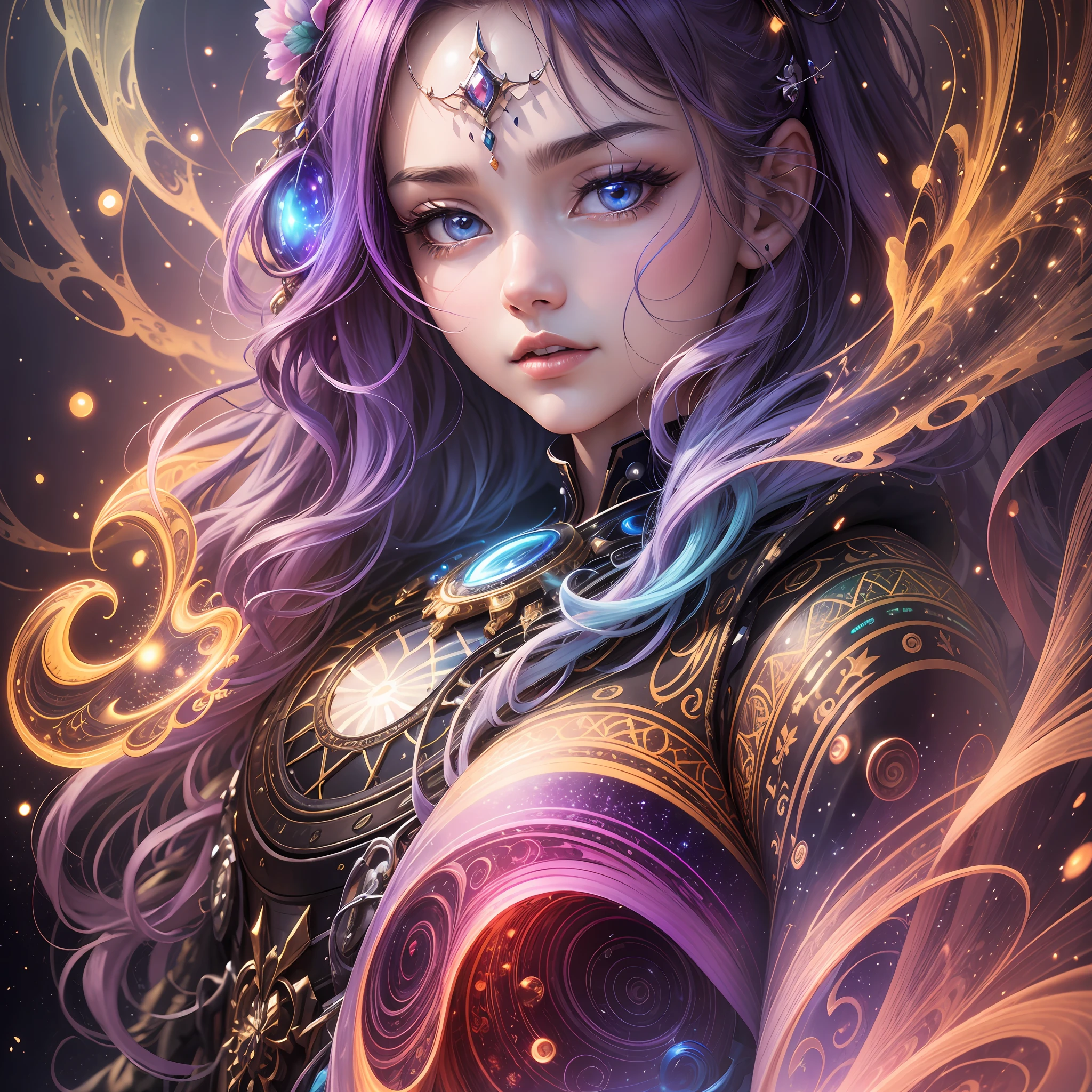 (Masterpiece, Top Quality, Best Quality, Official Art, Beauty and Aesthetics: 1.2), (1 Girl), Extreme Detail, (Fractal Art: 1.3), Colorful, Supreme Detail, Perfect Face, Upper Body, HDR, (Prayer: 1.3), Galaxy, (Light Stripes), Striking Visual Effects, (Dynamic Stripes, Glow Tracks: 1.2), Bright Colors, --auto --s2