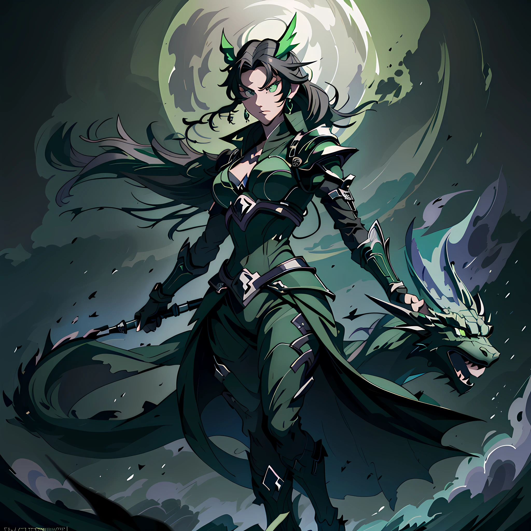 (Circular Emblem: 1.5)(Black and Green Dragon: 1.5)(Ultra Quality,Unparalleled Masterpiece:1.4)(Realism:1.2),(Realisitc:1.2)(Absurdres:1.2)anime style,4K,Overwhelmingly Pixel-Perfect,Detailed,Ultra-Detailed,Digital Art,Flat vector art,shadowrealmstyle,shadow soldier,CRYSTALLINEAI