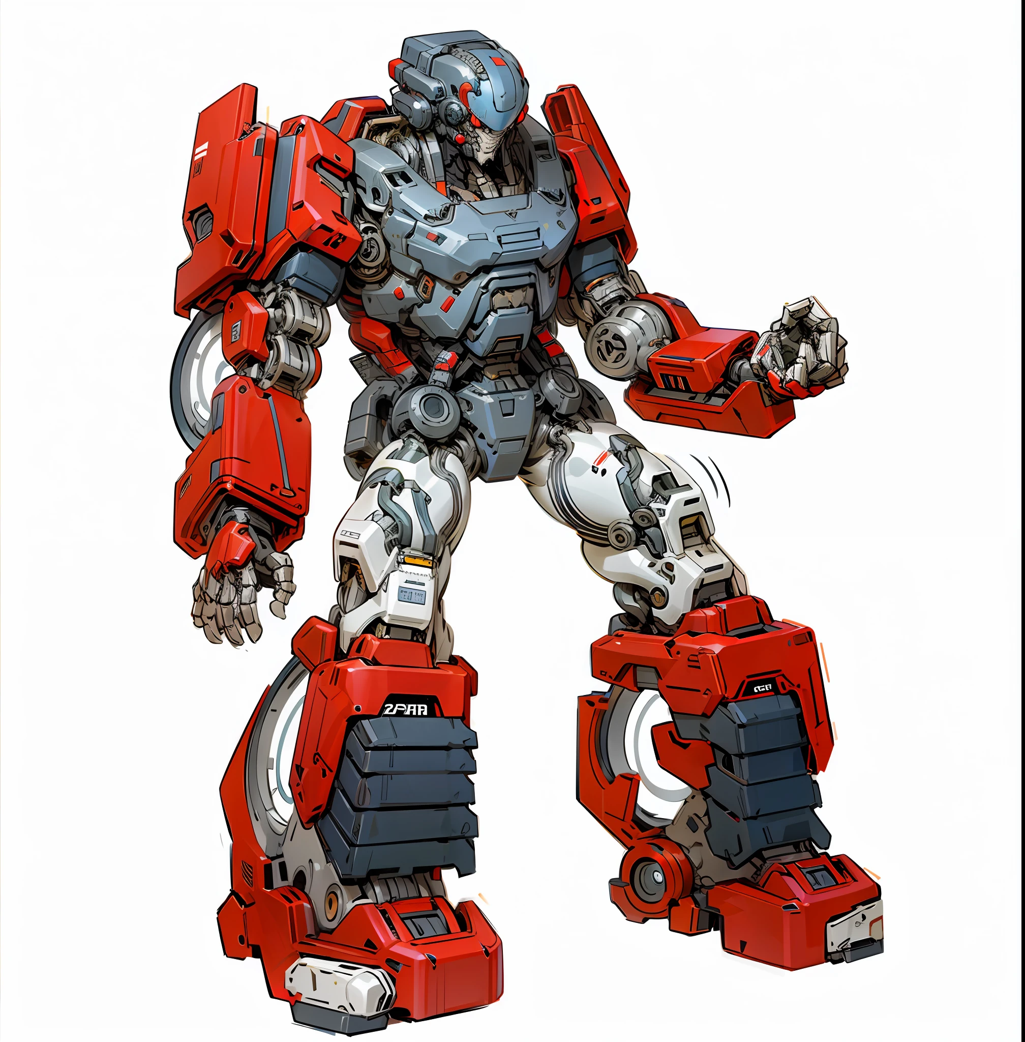 Dark_Fantasy,Cyberpunk,(chain saw,chain saw man,Red:1.1),1man,Mechanical marvel,Robotic presence,Cybernetic guardian,