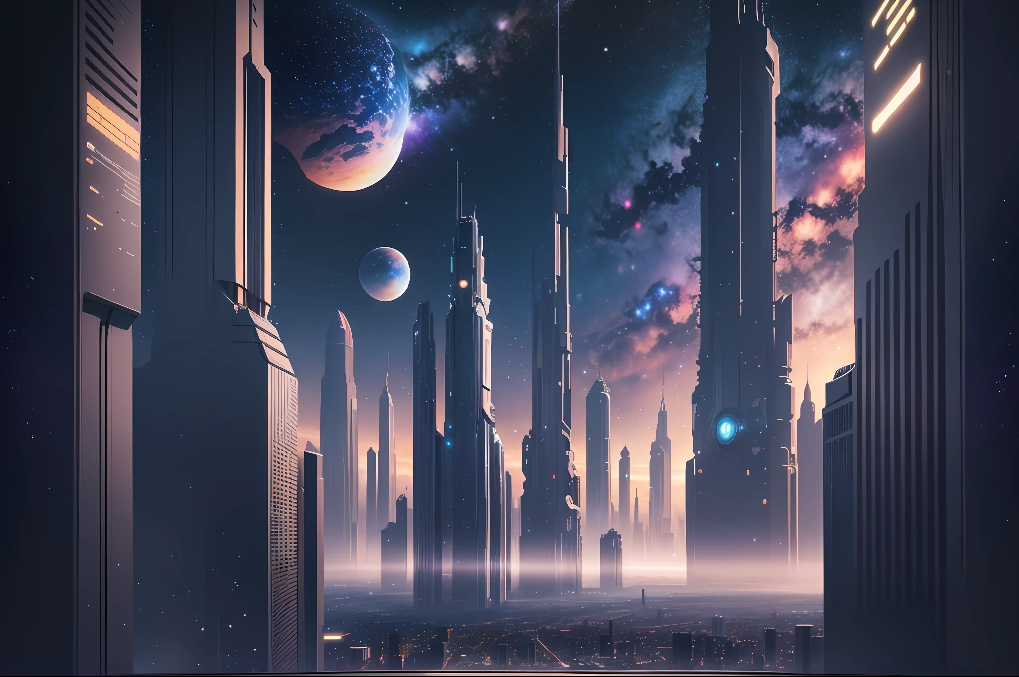 Realism style, space, galaxy, ((8K quality)), ((realism)), futuristic city