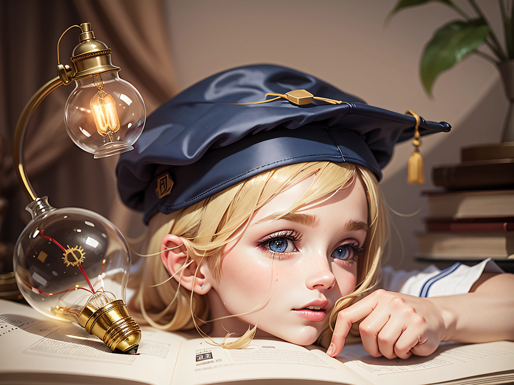 congratulations graduates cap on a lamp bulb, concept of education. --auto --s2