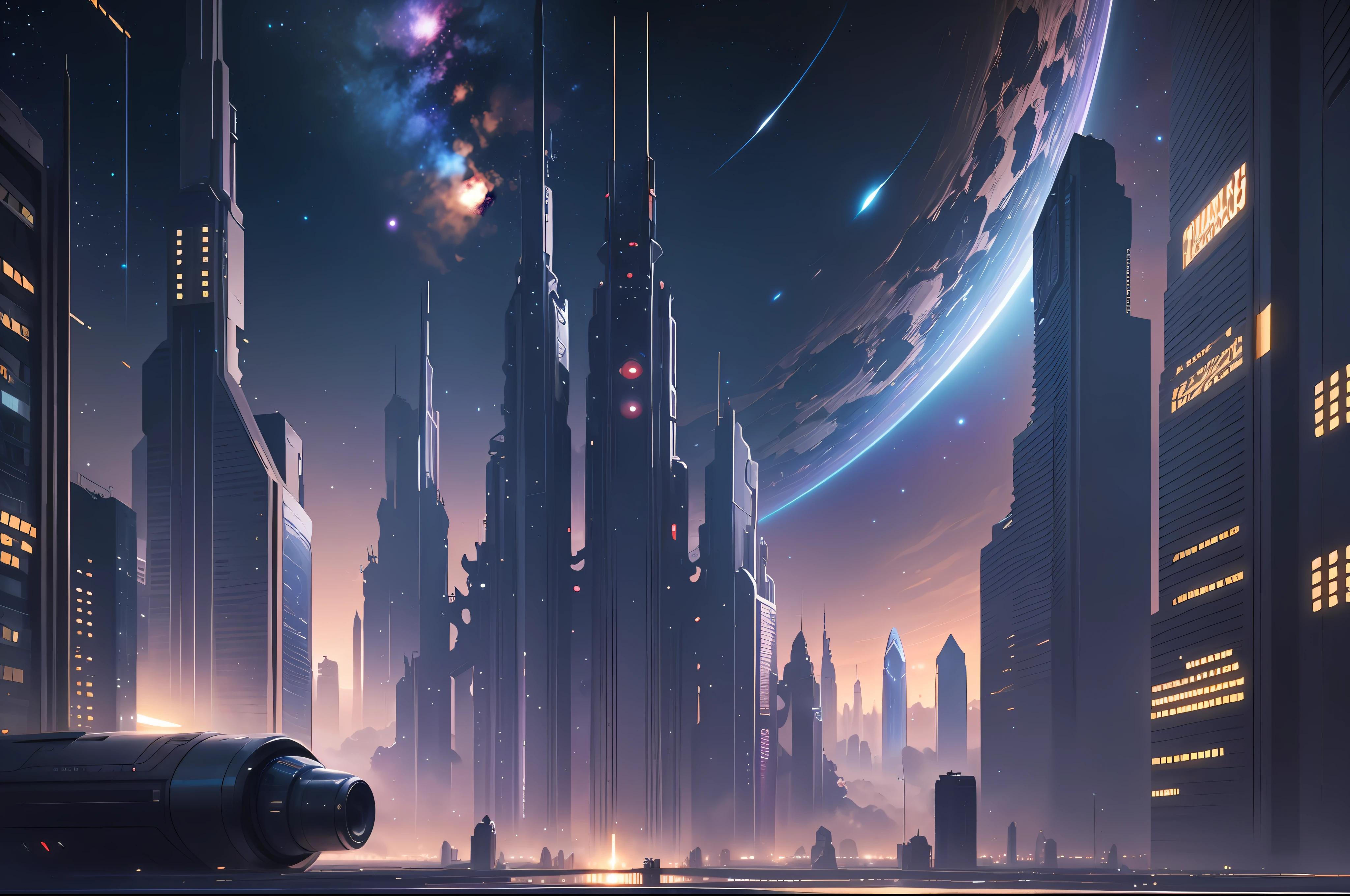 Realism style, space, galaxy, ((8K quality)), ((realism)), futuristic city