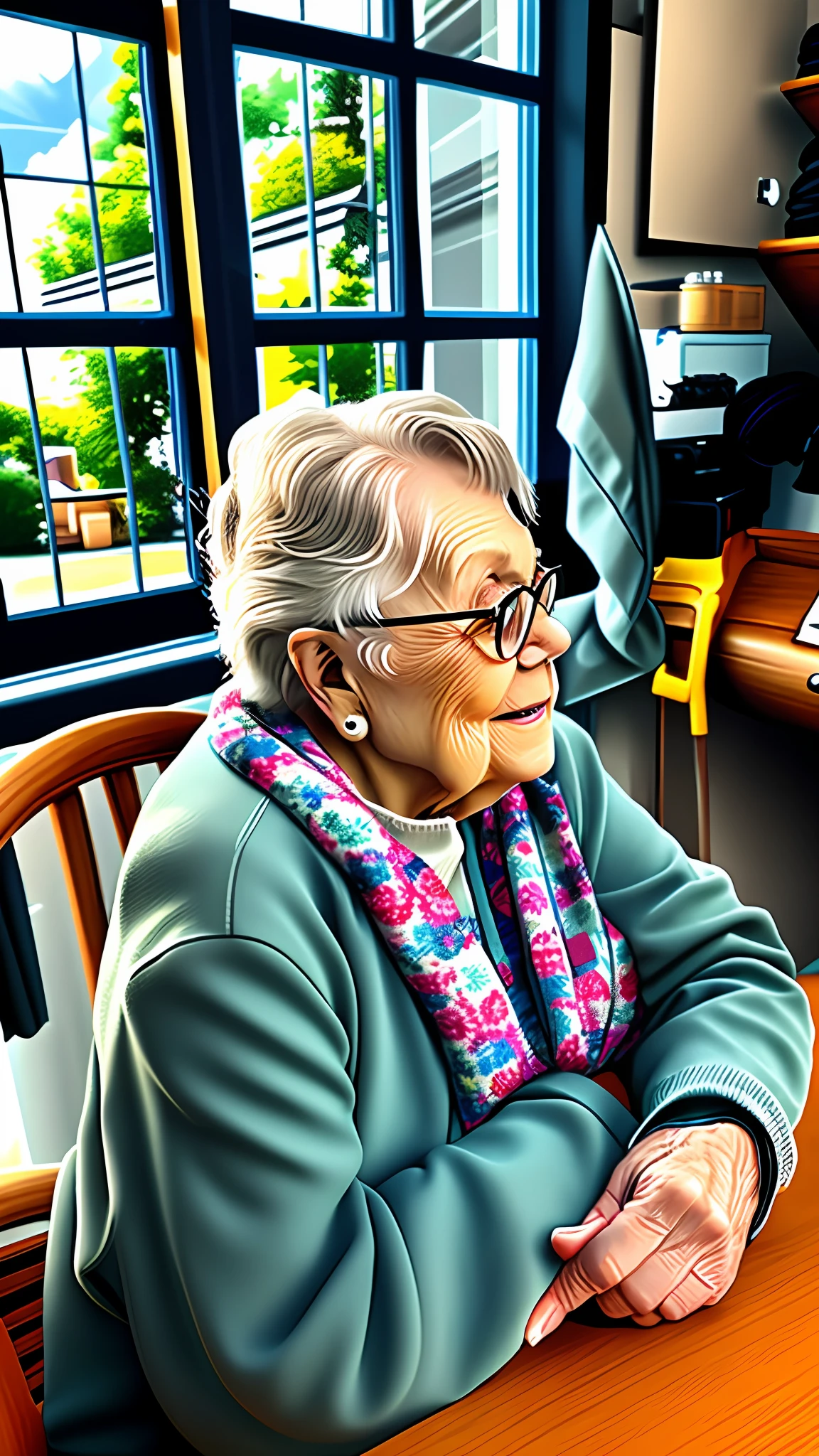 An 80 year old woman, cute, Realism, 4k, ultra quality, High definition