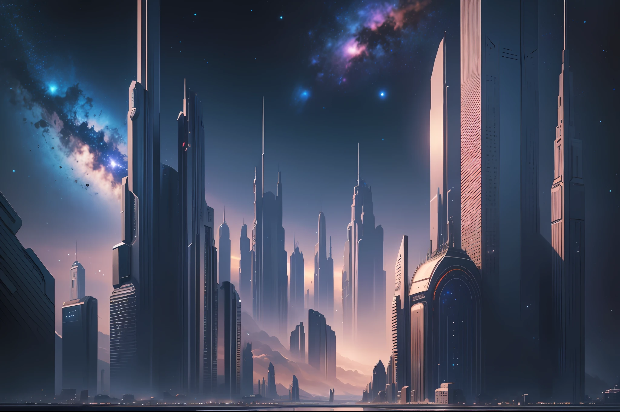 Realism style, space, galaxy, ((8K quality)), ((realism)), futuristic city