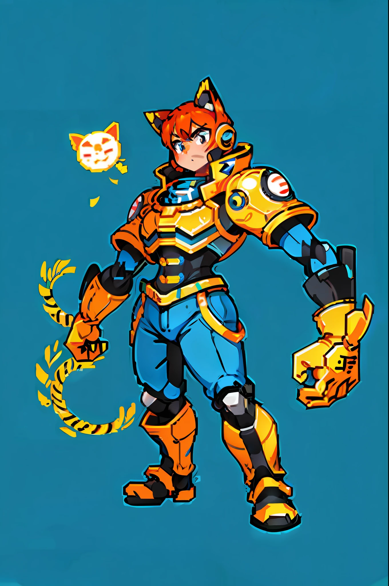 (masterpiece, top quality, best quality), pixel,pixel art,mecha cat, big cat hand, 1boy,full body,