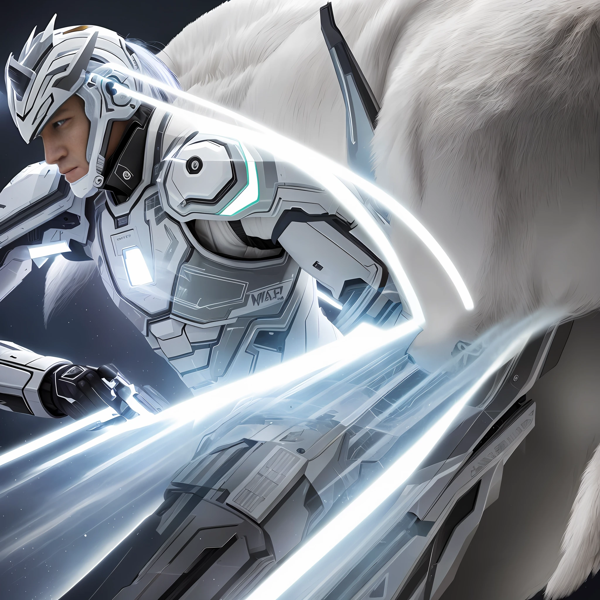 White Lion Cyborg Warrior Illustration Details Precision Beautiful