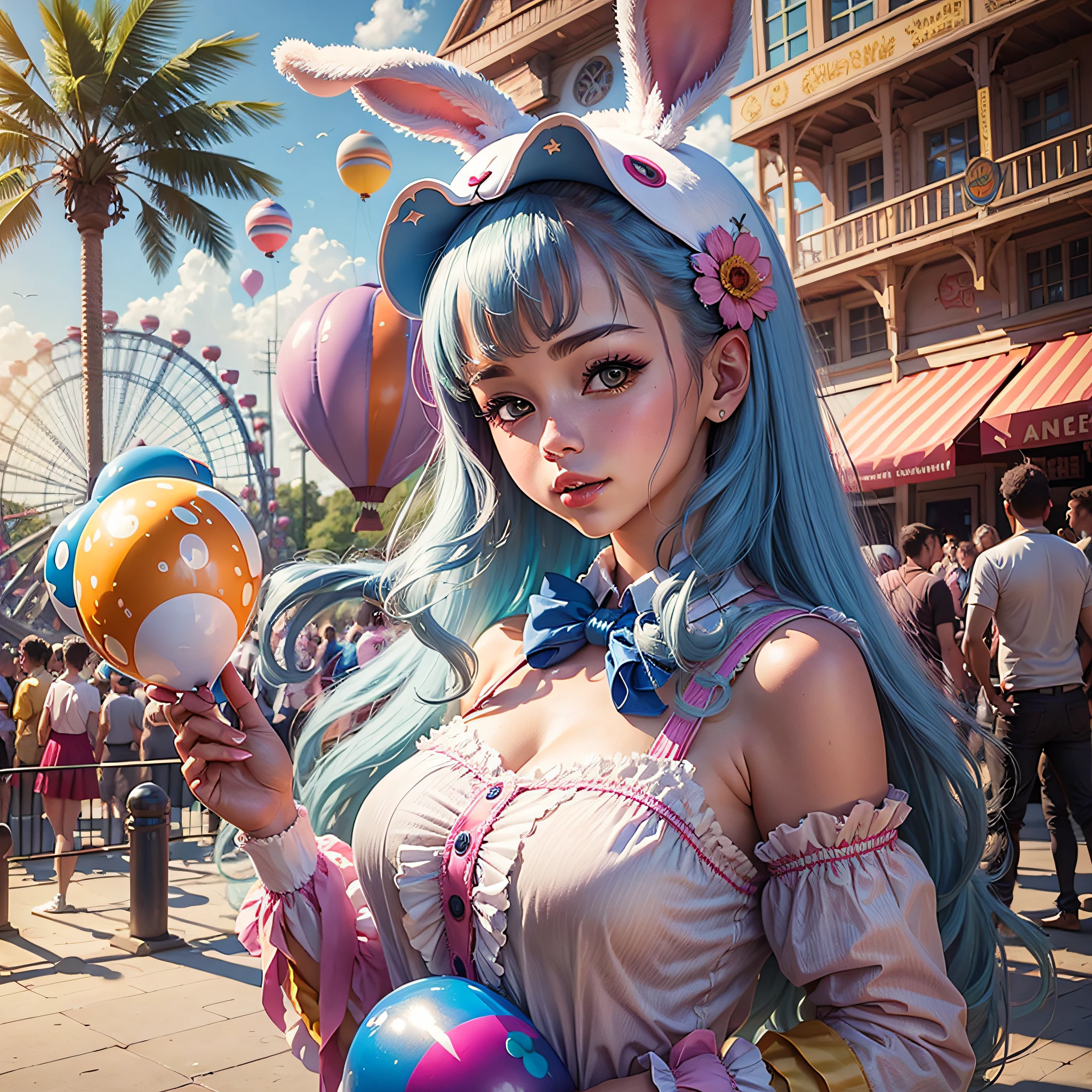 amusement park, rabbit costume, balloon, beauty --auto --s2