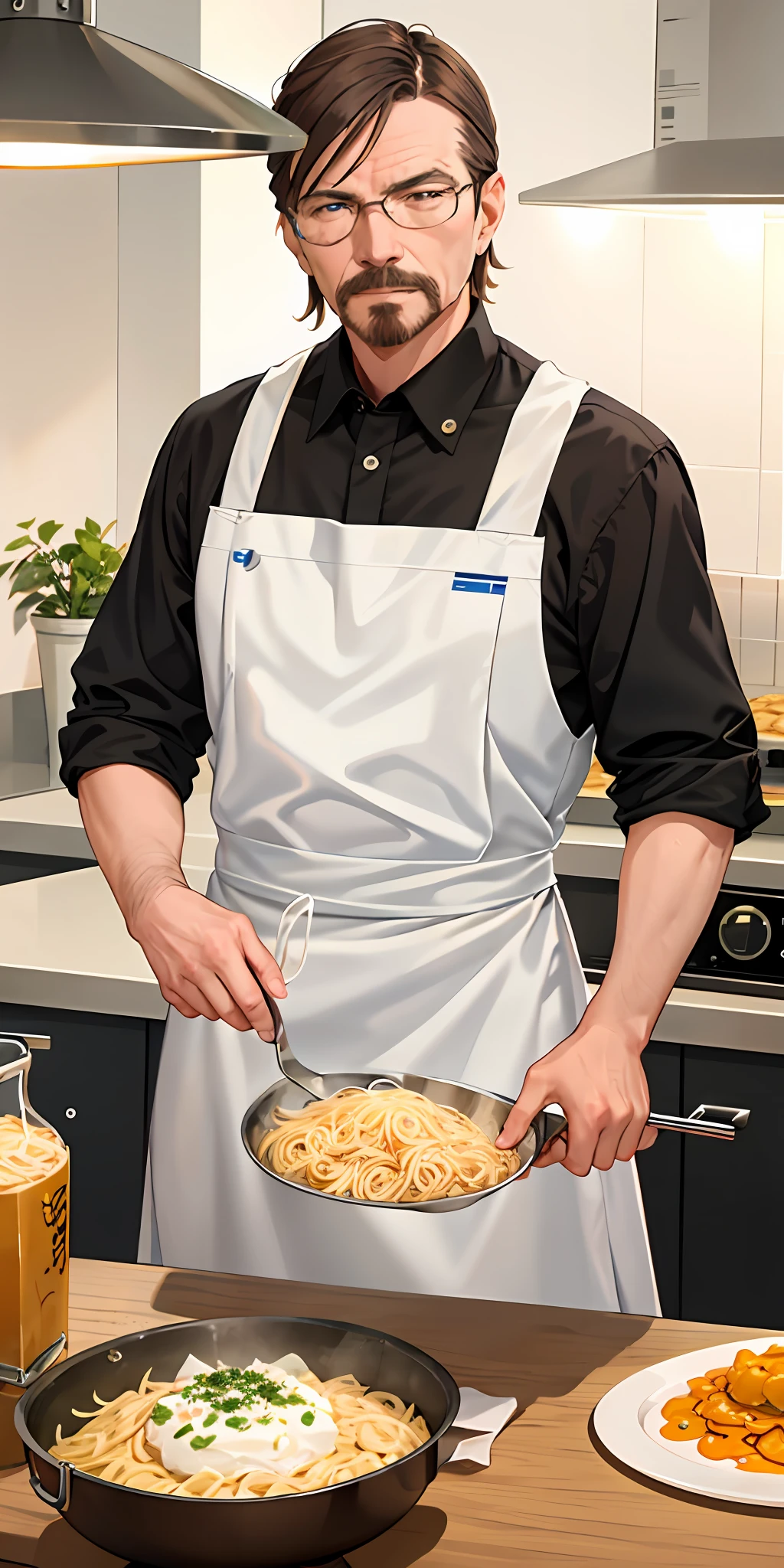 Walter White, italian chef, making pasta
