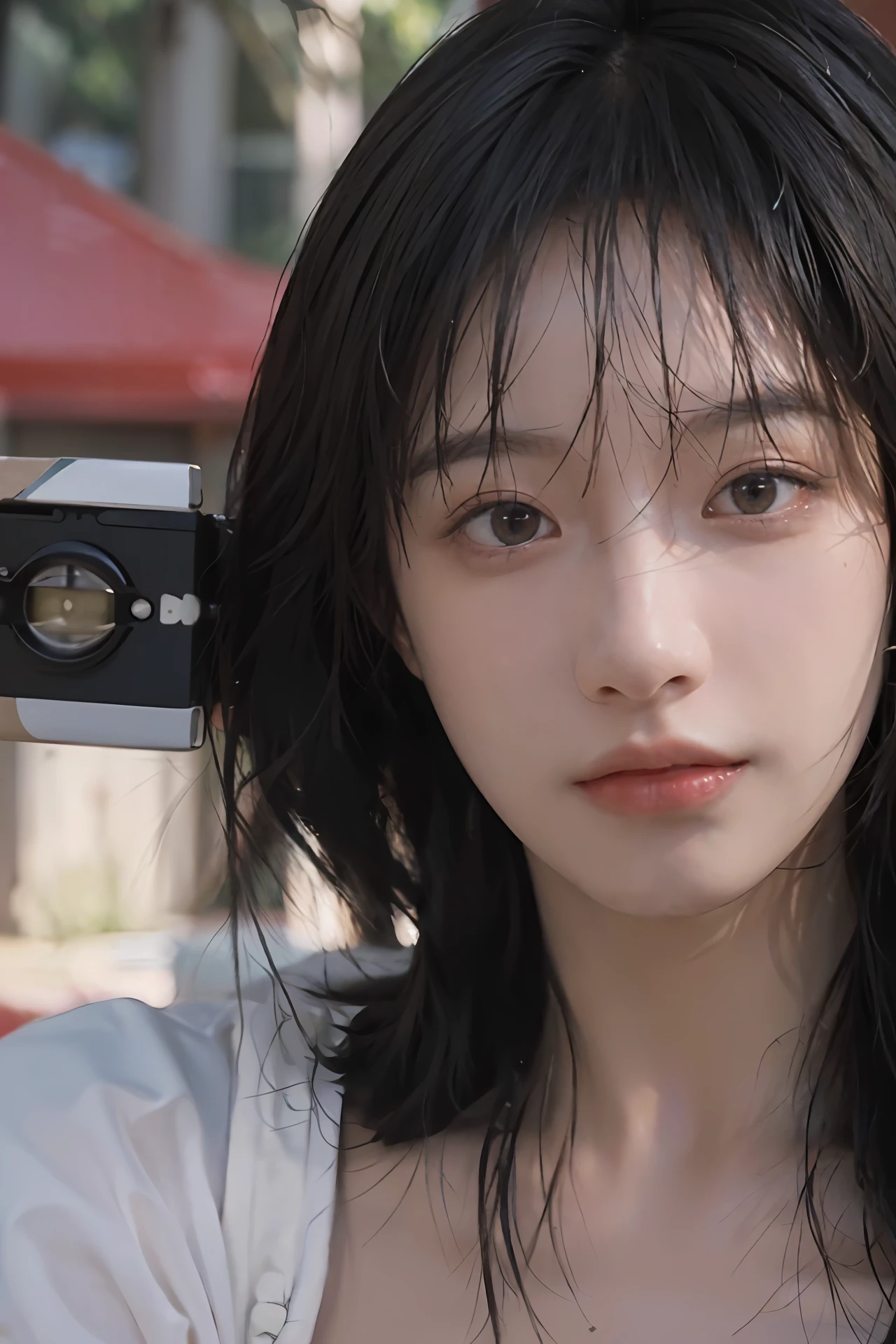 8K,Best quality, masterpiece, ultra high res, (photorealistic:1.4), raw photo, (Authentic skin texture:1.3), (film grain:1.3), (selfie angle),1girl,beautiful detailed eyes and face,masterpiece, best quality,close-up,upper bod,