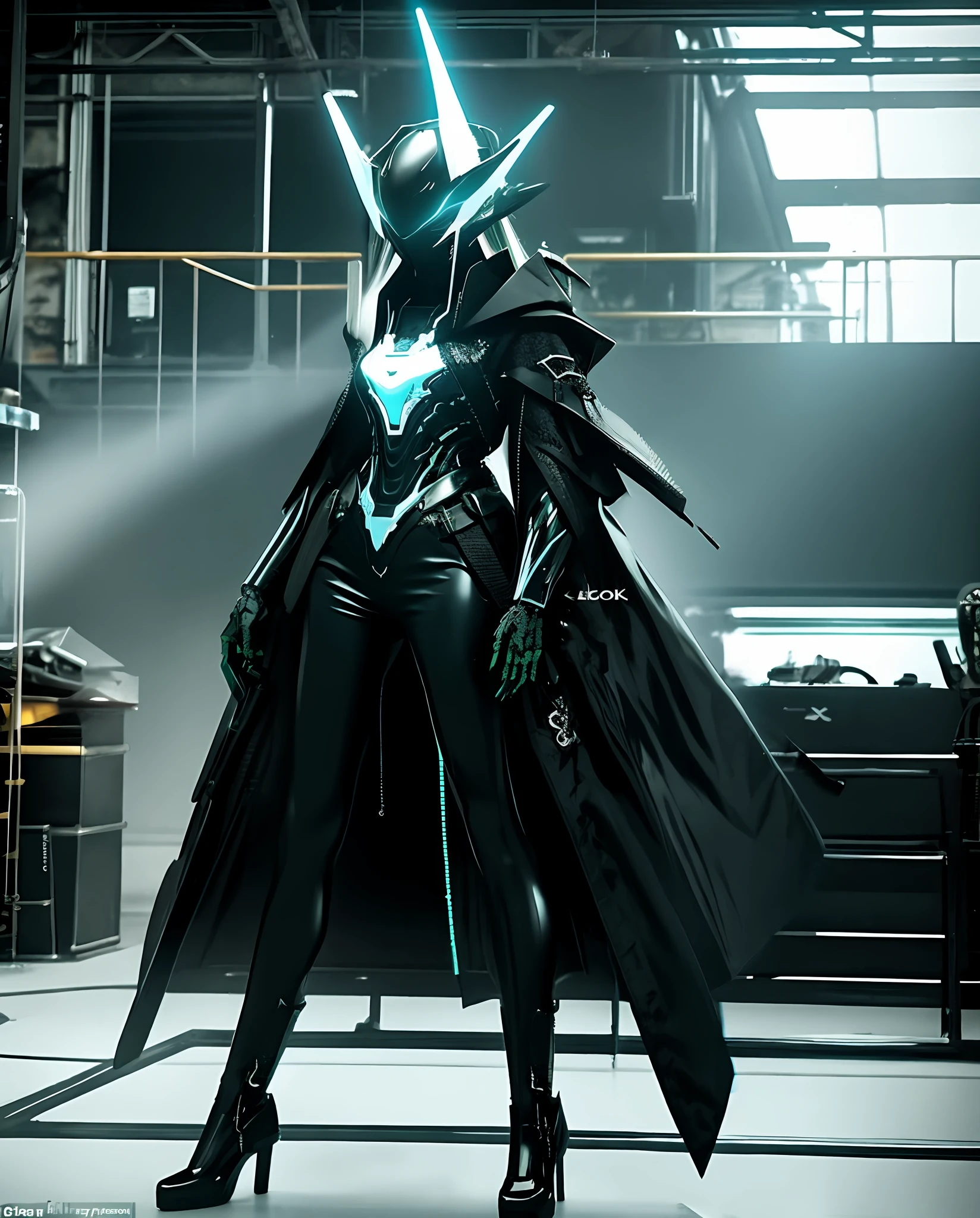 Wearing cloack, detailed background