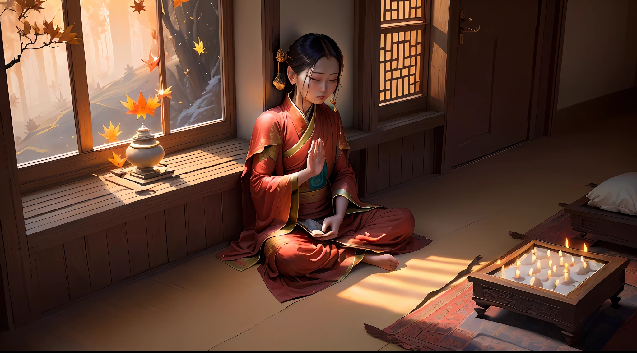 Masterpiece, Best Quality, (Very Detailed CG Unity 8k Wallpaper), (Best Quality), (Best Illustration), (Best Shadows), Absurd, Realistic Lighting, Night Que Shan, the west window provokes, look at ten thousand homes, the lights are bright, the shadow is only, with loneliness muttering, what is the love, tossing and turning, fixed love, ten years overdue, can't find, lovesickness for whom, I have worn Buddha clothes, eat fasting and chant Buddhist scriptures, the donor is unharmed and do not cry, I have returned to the Buddha's heart, the six desires are pure, the autumn breeze is bleak, the grass and trees are merciless, the night is shan, the west window is provoked, look at ten thousand homes, the lights are bright, the shadow is only, with loneliness muttering, why is love, tossing and turning, fixed love, ten years overdue, can't be found, who is lovesickness for, I have worn Buddhist clothes, Eat fasting and chant the Buddhist scriptures, the donor is unharmed and do not cry, I have returned to the Buddha's heart, the six desires are pure, the autumn breeze is bleak, the grass and trees are merciless, the Buddha said, let go of love and hate, see through the red dust, the seven emotions and six desires no longer mess with my heart, the fate is over, I have left a family, compassion and leave a few points, I ask the female benefactor you to go slowly, I have put on the Buddha's clothes, eat the fasting and chant the Buddhist scriptures, the donor is unharmed and do not cry, I have returned to the Buddha heart, the six desires are pure, the autumn breeze is bleak, the grass and trees are merciless, I have put on the Buddha clothes, eat the fasting and chanting the Buddhist scriptures, the donor is unharmed and do not cry, I have returned to the Buddha heart, Six desires are pure, the autumn breeze is bleak, and the grass and trees are merciless, PeterMohrBacher 的艺术,