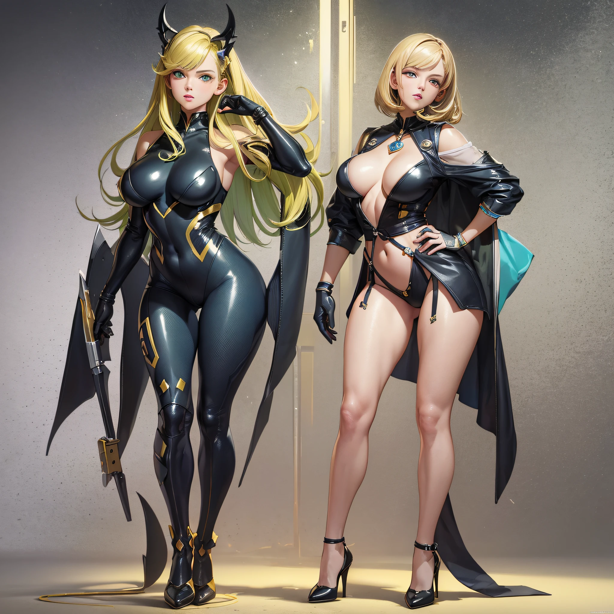 (dreamlikeart style:0.8), ( redshift style:1.1), (analog style:1.11), (studio_ghibli_anime_style style:0.8), (copeseethemald style:0.9), glossy, Faye Valentine, Show High heels, pumps, legs, show full body, woman, 1girls, solo, symmetric, cute, plunging neckline, lips, green eyes, realistic pupils, full body, blonde hair, superhero, yellow leather outfit, standing in a nice pose centered, looking down, standing, centered, skin pores, realistic skin, subsurface skin scattering, detailed skin, shiny skin, midriff, space ship deck, detailed background, items, weapons, realistic proportions, blushing, retro, 1800s, vintage, light rays, realistic, hyperrealistic, sharp focus, absurdres, good anatomy, caustics, masterpiece, best quality, UHD, anatomically correct, high details, high quality, highres, 1080P, award winning --auto --s2