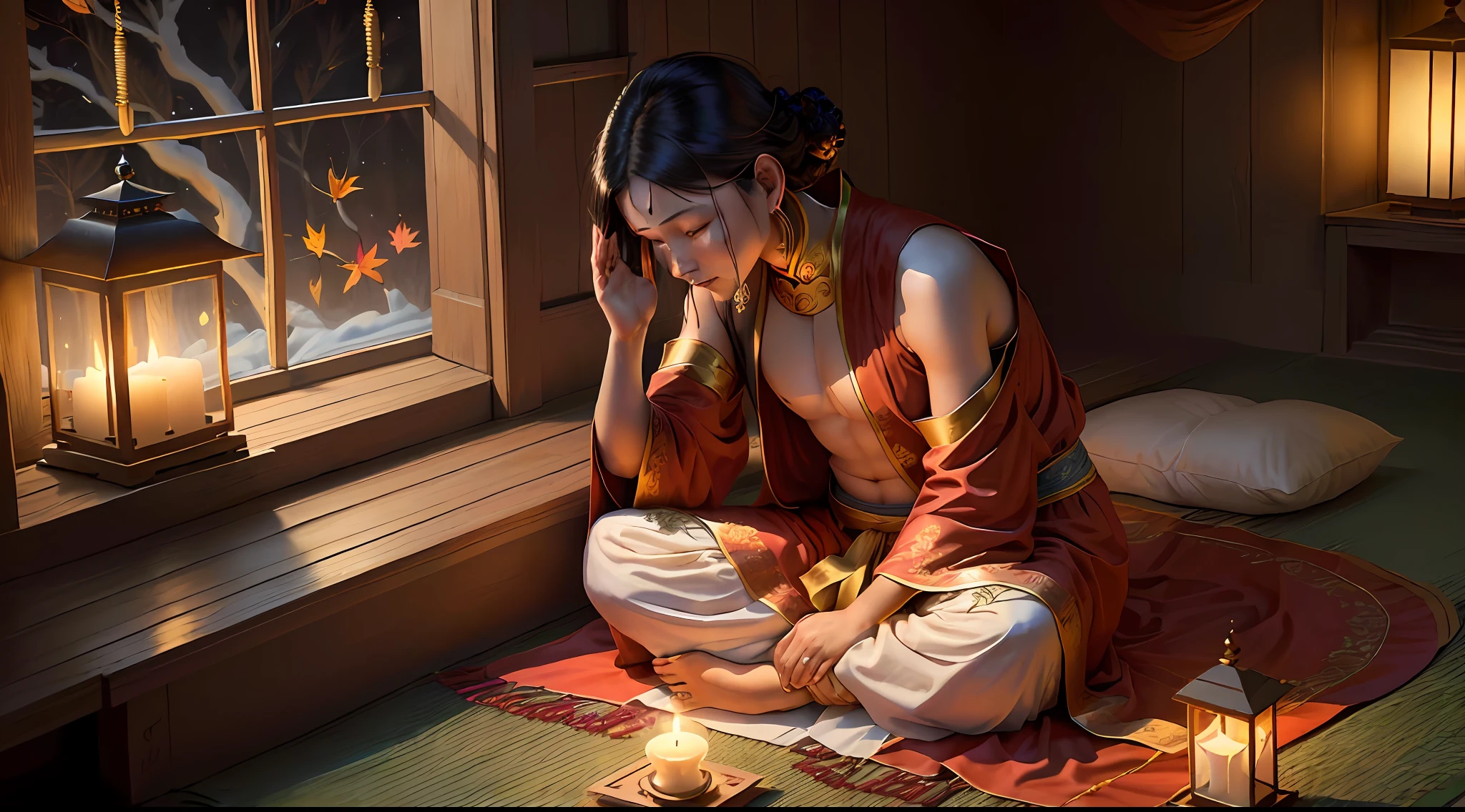 Masterpiece, Best Quality, (Very Detailed CG Unity 8k Wallpaper), (Best Quality), (Best Illustration), (Best Shadows), Absurd, Realistic Lighting, Night Que Shan, the west window provokes, look at ten thousand homes, the lights are bright, the shadow is only, with loneliness muttering, what is the love, tossing and turning, fixed love, ten years overdue, can't find, lovesickness for whom, I have worn Buddha clothes, eat fasting and chant Buddhist scriptures, the donor is unharmed and do not cry, I have returned to the Buddha's heart, the six desires are pure, the autumn breeze is bleak, the grass and trees are merciless, the night is shan, the west window is provoked, look at ten thousand homes, the lights are bright, the shadow is only, with loneliness muttering, why is love, tossing and turning, fixed love, ten years overdue, can't be found, who is lovesickness for, I have worn Buddhist clothes, Eat fasting and chant the Buddhist scriptures, the donor is unharmed and do not cry, I have returned to the Buddha's heart, the six desires are pure, the autumn breeze is bleak, the grass and trees are merciless, the Buddha said, let go of love and hate, see through the red dust, the seven emotions and six desires no longer mess with my heart, the fate is over, I have left a family, compassion and leave a few points, I ask the female benefactor you to go slowly, I have put on the Buddha's clothes, eat the fasting and chant the Buddhist scriptures, the donor is unharmed and do not cry, I have returned to the Buddha heart, the six desires are pure, the autumn breeze is bleak, the grass and trees are merciless, I have put on the Buddha clothes, eat the fasting and chanting the Buddhist scriptures, the donor is unharmed and do not cry, I have returned to the Buddha heart, Six desires are pure, the autumn breeze is bleak, and the grass and trees are merciless, PeterMohrBacher 的艺术,
