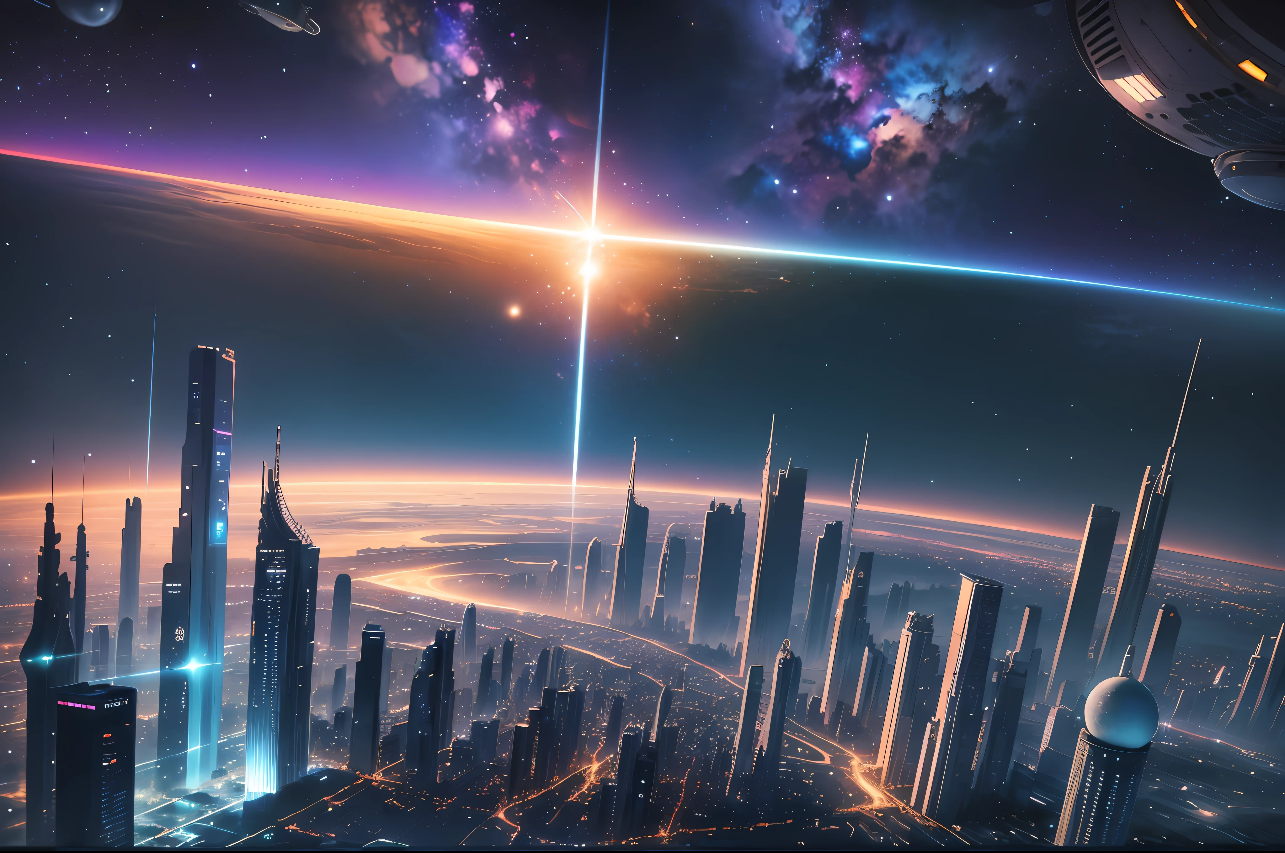 Realism style, space, galaxy, ((8K quality)), ((realism)), futuristic city