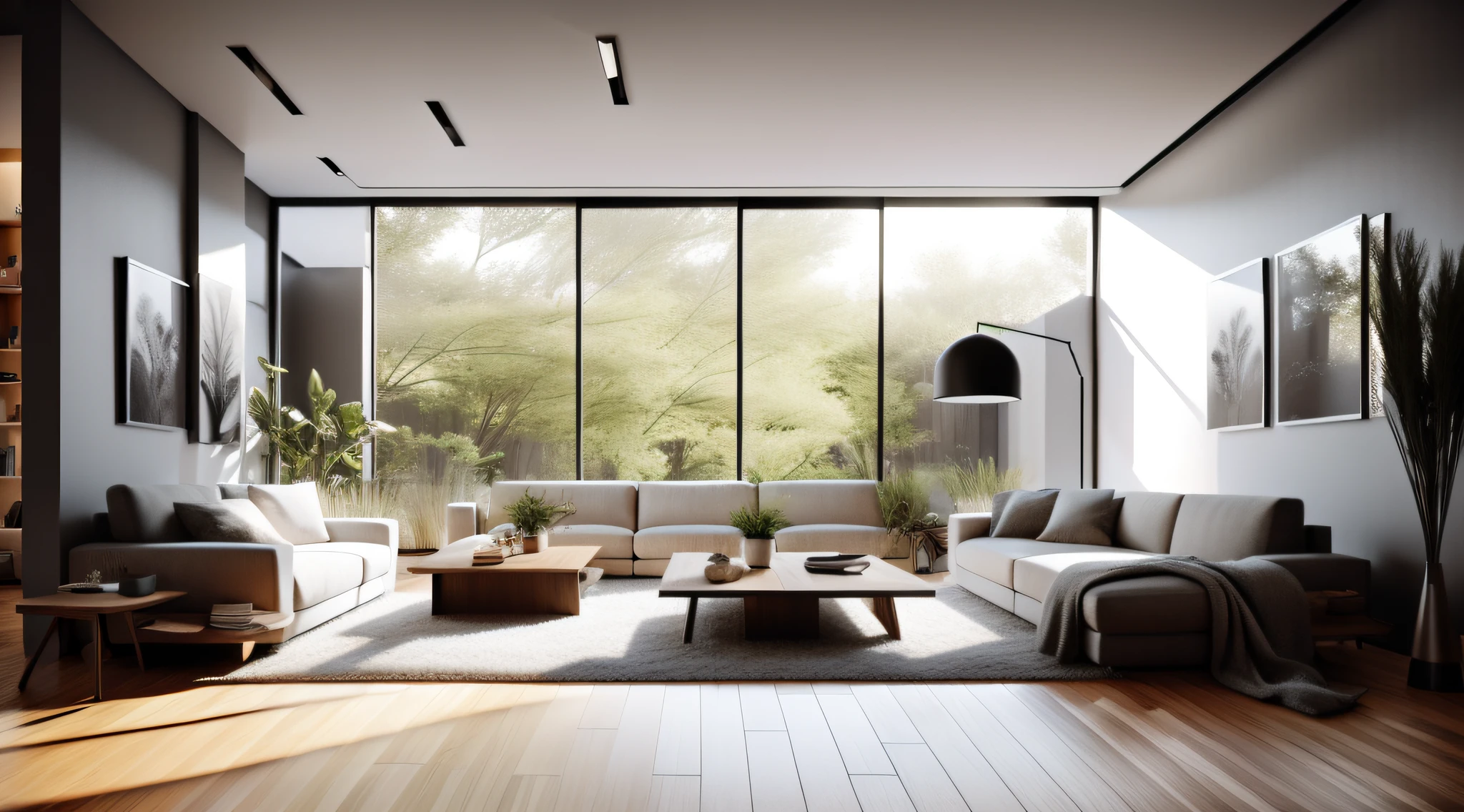 Interior design,insanely detailed wide angle architecture photography, cozy contemporary living room,(bright warm sunlight 1:0.1), award-winning contemporary interior design, scenery, table, chair, indoors, wooden floor, window, restaurant, east asian architecture, sliding doors, lamp, architecture, forest, nature, cup, plant,INTERIOR DESIGN,intersting lights and shadows, Depth of Field,low light, ,