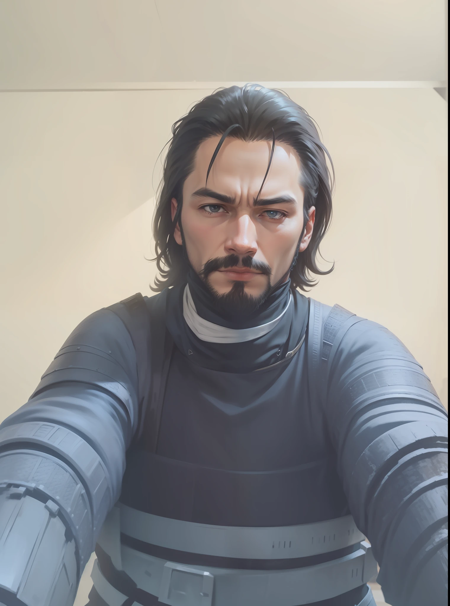 improve quality, let the man farther away, on the back wall put a city on fire, put a full black armor on him, put 1 sword in each hand on fire, put a black mask under his nose --auto --s2