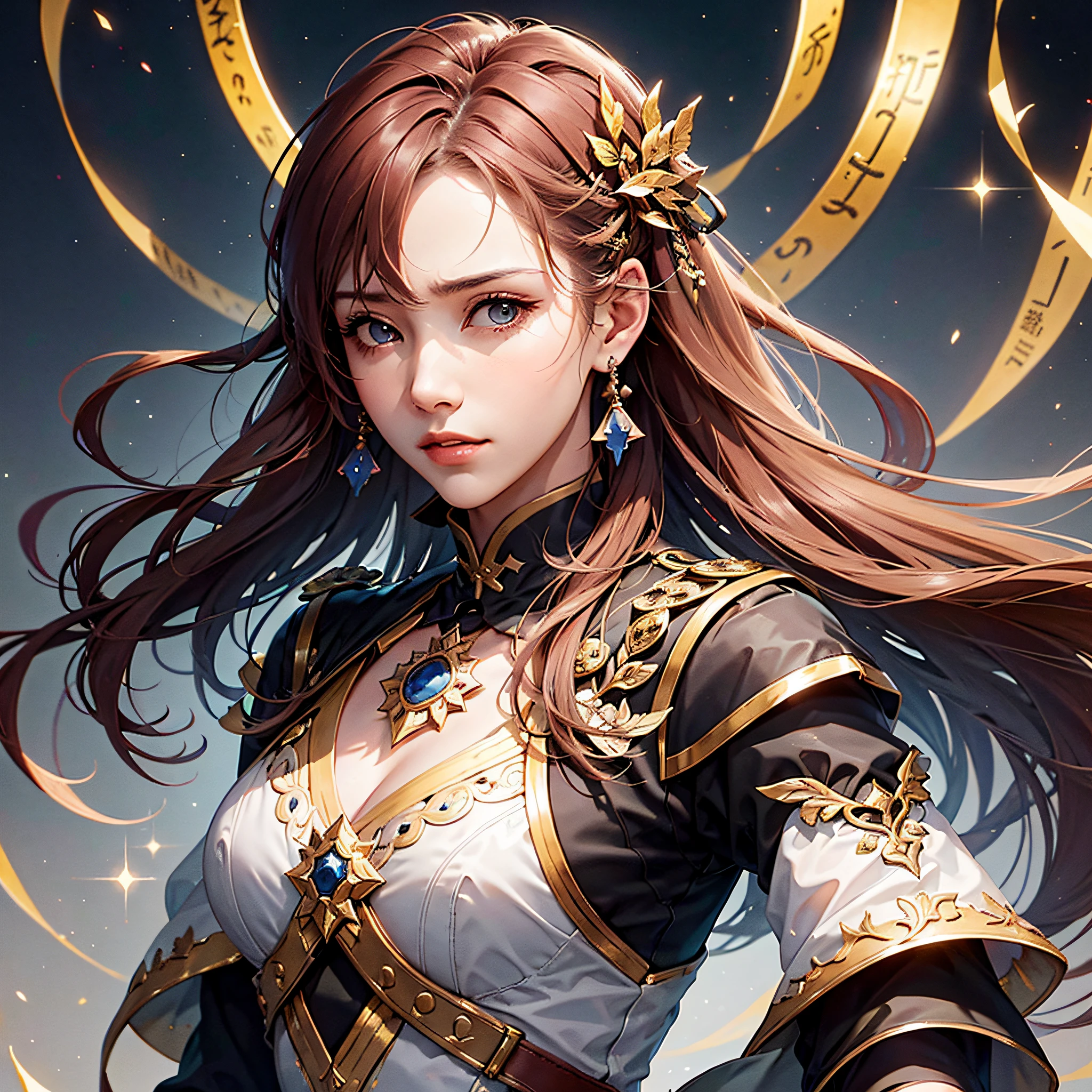 Warring States Period, Female General, Very Beautiful Face, Fighting, High Dynamic Angle, Soldiers, 8K, Very Delicate, Very Dense, Vivid Color, Dynamic Wallpaper Looking up to the heavens and shedding tears