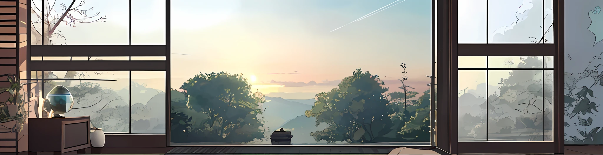 (extremely detailed CG unity 8k wallpaper, masterpiece, best quality, ultra-detailed), (calming and relaxing atmosphere), (cozy modern room), ((lofi-music-place), blissful, peaceful, serene ambiance.