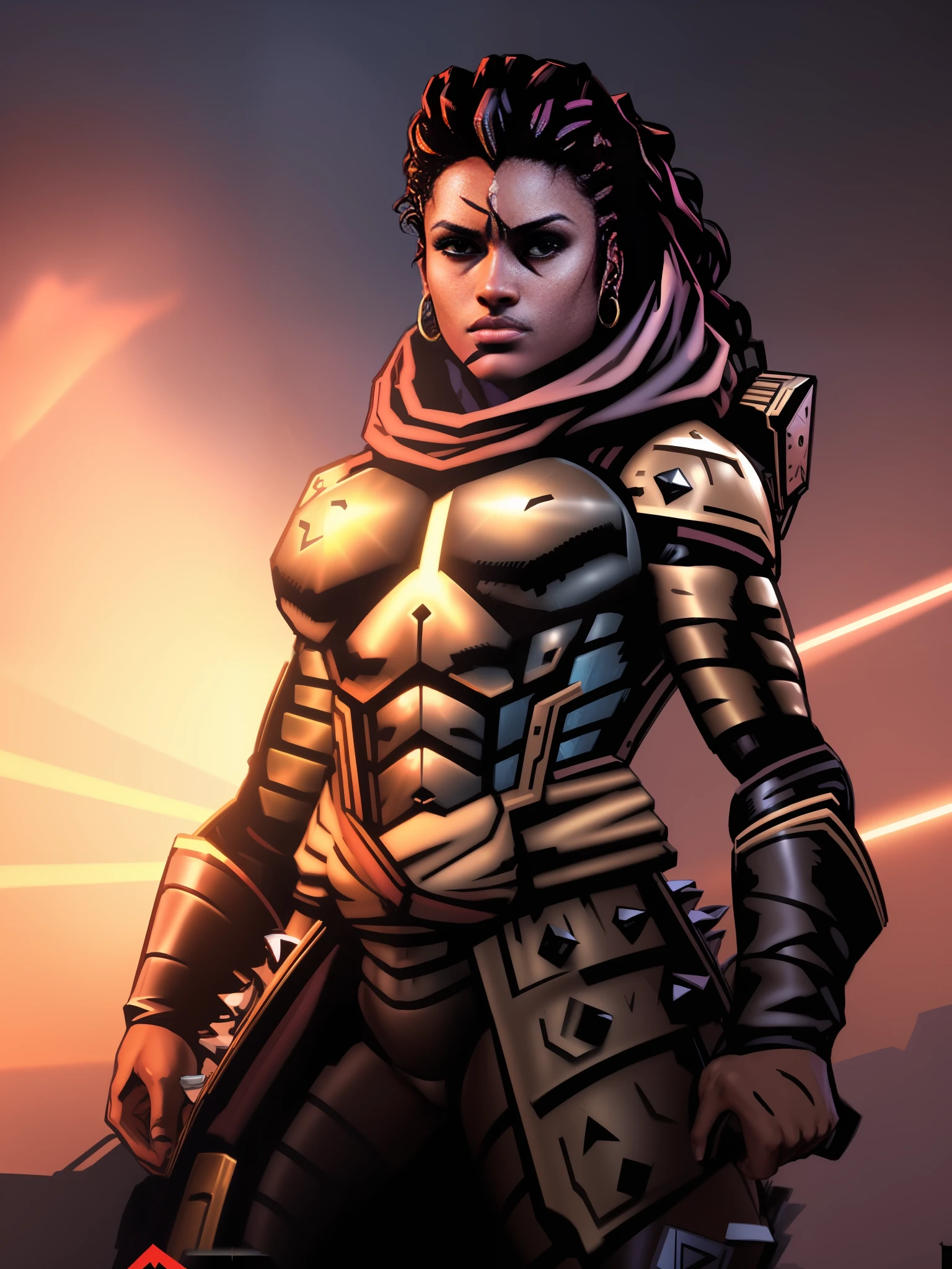 high quality shaded illustration, Comics style drawing, best quality, high resolution, 8k wallpaper, extremely detailed, ((a beautiful 25-year-old black woman, black skin, athletic body, showing belly, beautiful face, symmetrical eyes, curly hair tied up)), (spaceship, sci-fi, view of the cockpit of a spaceship), serious look, showing teeth, dynamic pose,  cinematic lighting, dramatic lighting, artstation, digital painting, sharp focus, golden aspect ratio, well drawn, comic book style, colored line drawing