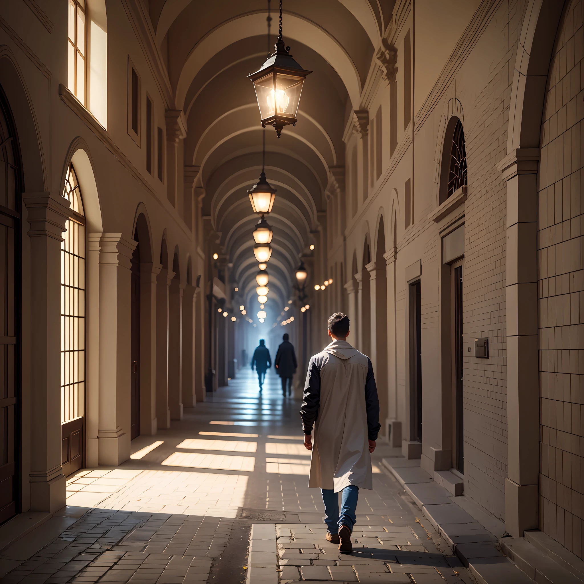 Imagine a man walking towards a light that represents his purpose and identity --auto --s2