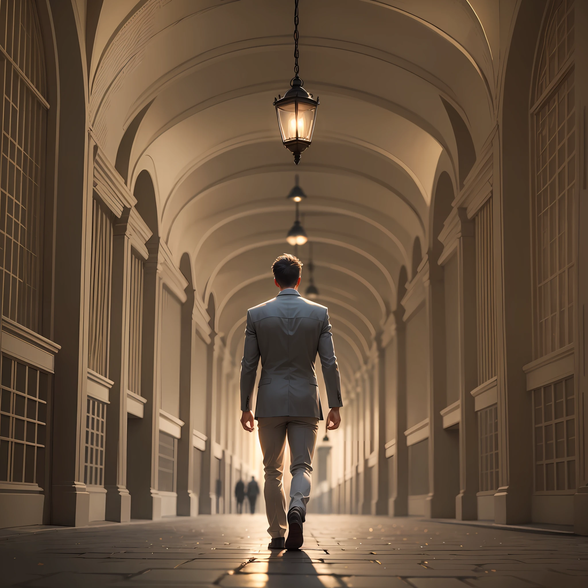 Imagine a man walking towards a light that represents his purpose and identity --auto --s2