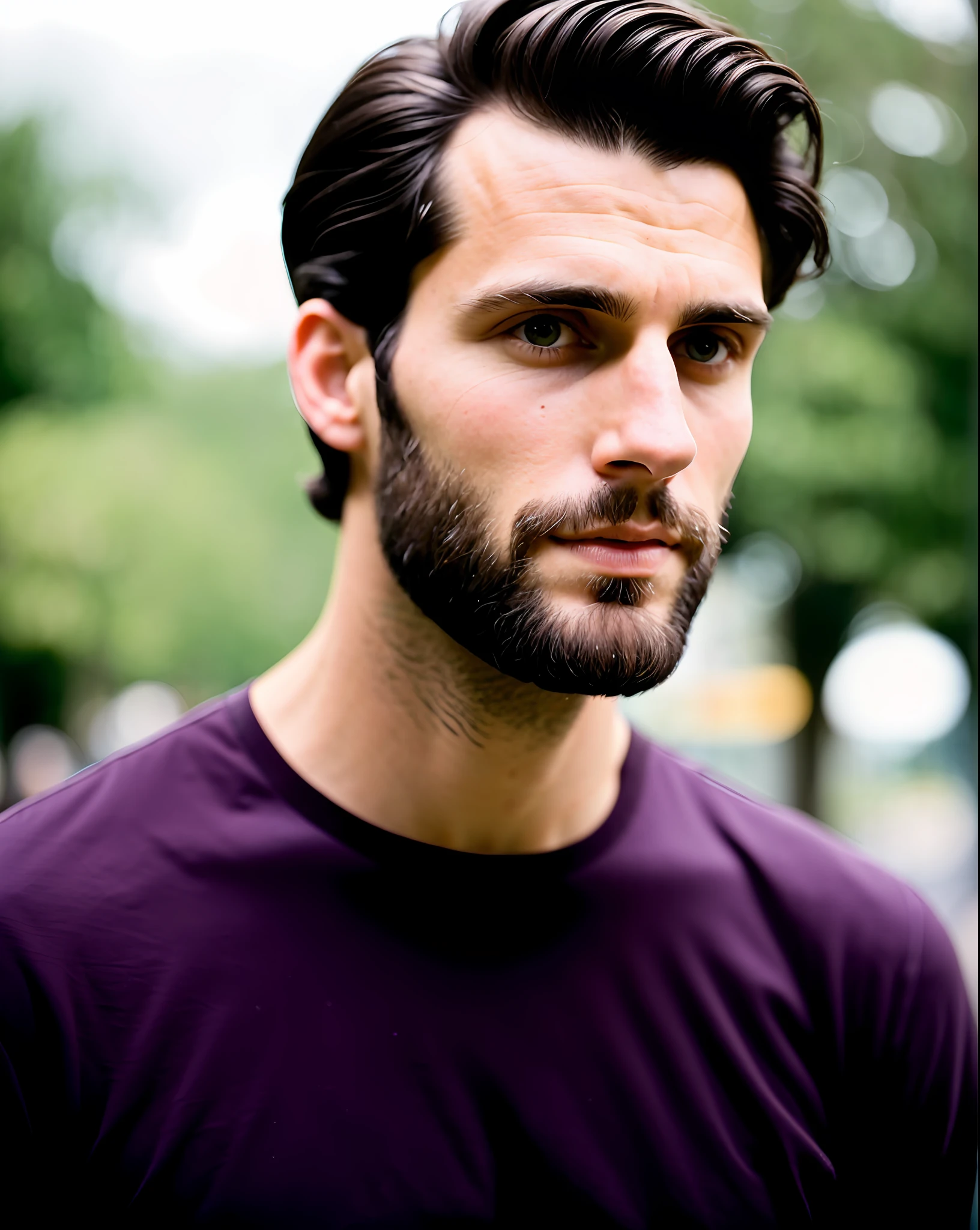 Detailed photo of man, 30 years old, tall, dark hair color, light skin color, taken with a Leica M6 and a Leica 75mm