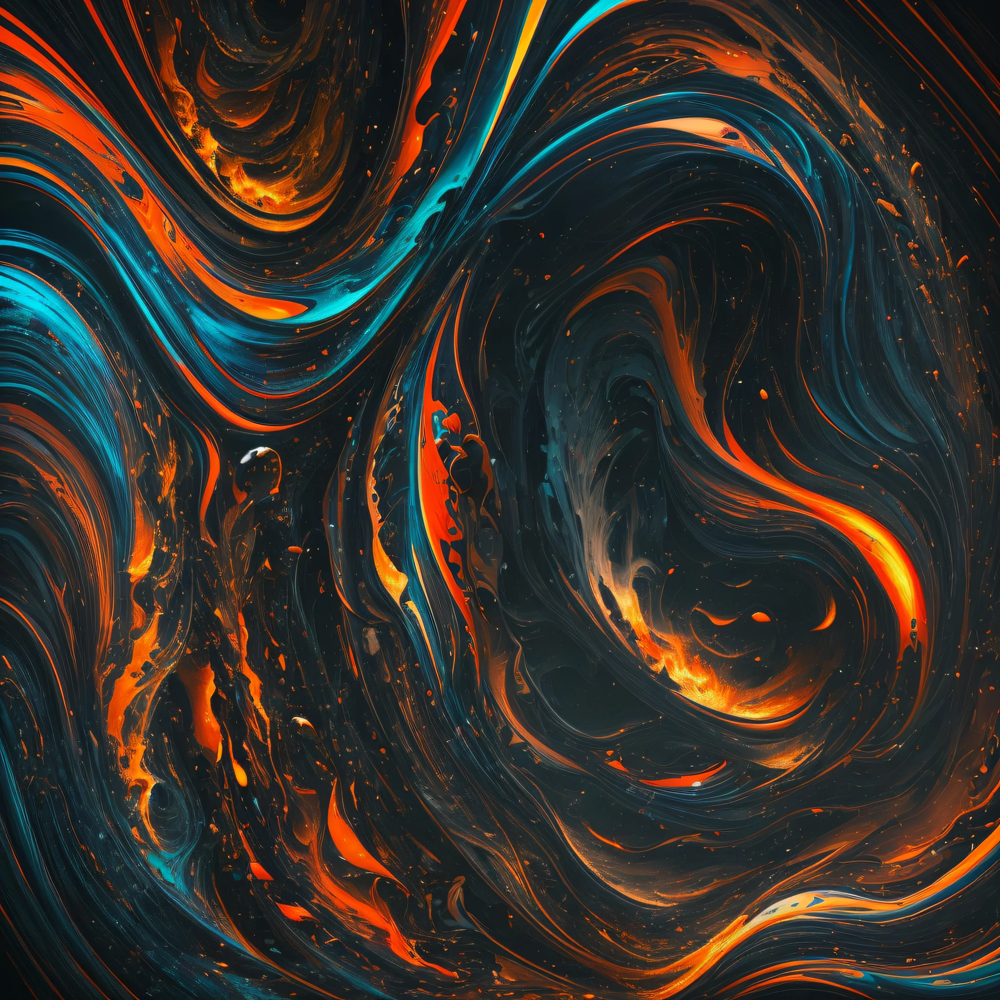 abstract image of computer-created waves, in the style of orange and blue, layered gestures, colorful installations, nature-inspired shapes, uhdmage, free-flowing lines, redshift --auto --s2