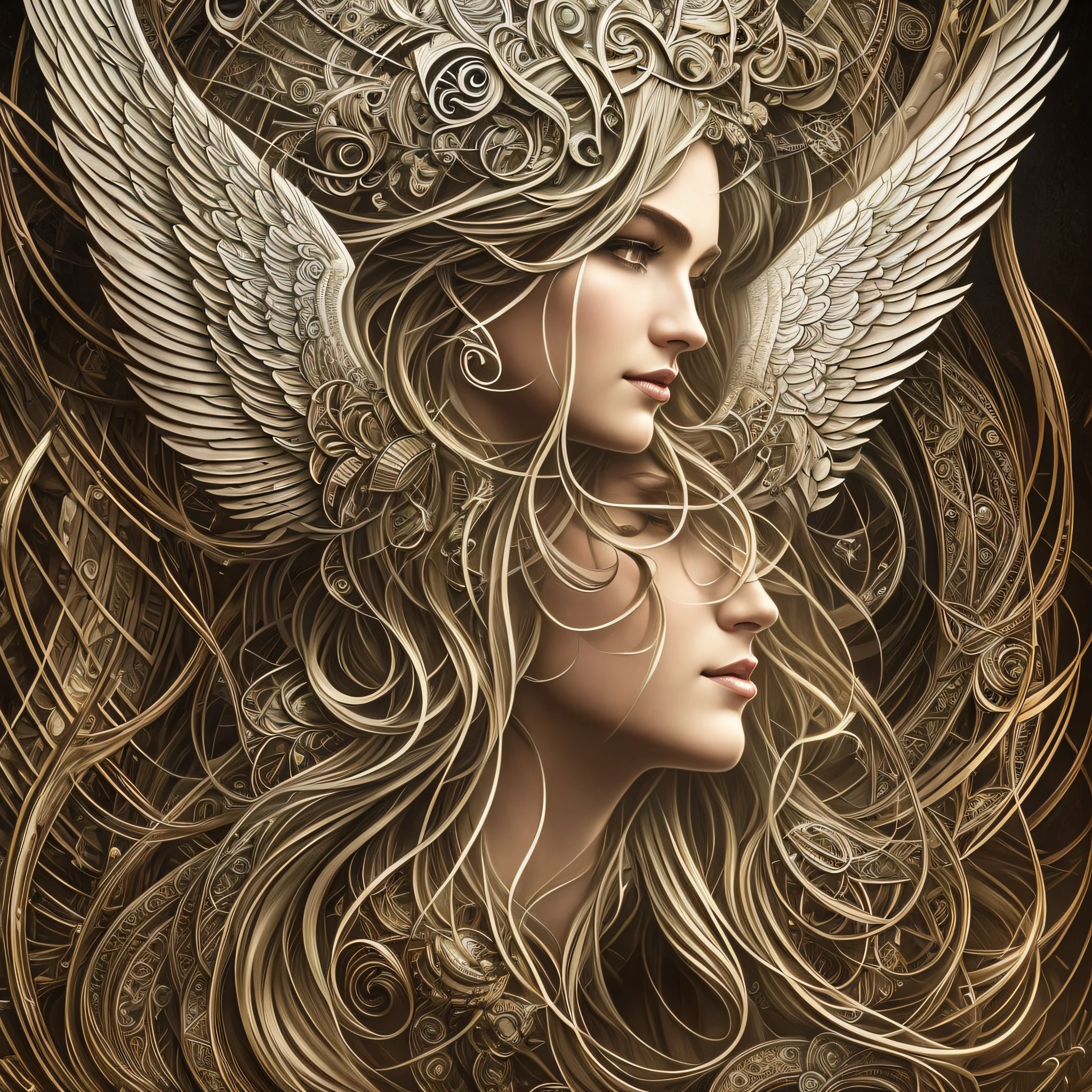 Mucha, perfect detailed face, beautiful modeling, mysterious smile, goddess smile, angel wings, angel wings, beautiful illustration, detailed symmetrical circular rainbow, 3d rendering, octane rendering, intricately detailed, stylized digital art, ultra high definition, 8K, Unreal Engine 5, ultra sharp focus, masterpiece of complex artwork, TanvirTamim, Trending at art stations, artgerm, H.R. Giger, Beksinsky --auto --s2