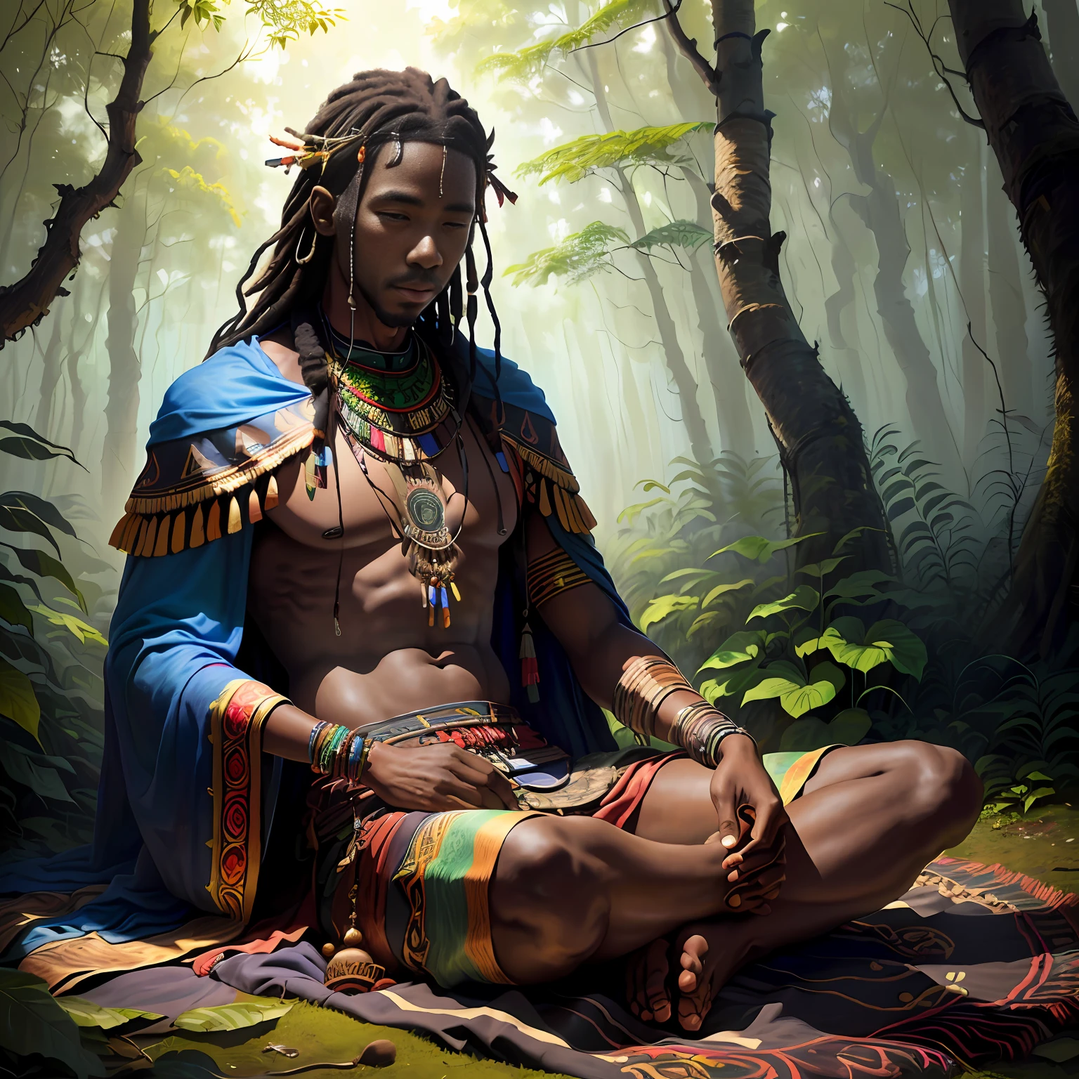 painting of a man playing a drum with a child, african arts, inspired by Candido Bido, artistic depiction, unknown artist, congas, bongos, mami wata, tribal art, indigenous art, raggae art, by Benjamin Marra, handpainted, artist unknown, on a wooden plate, traditional art, inspired by Bruce Onobrakpeya
