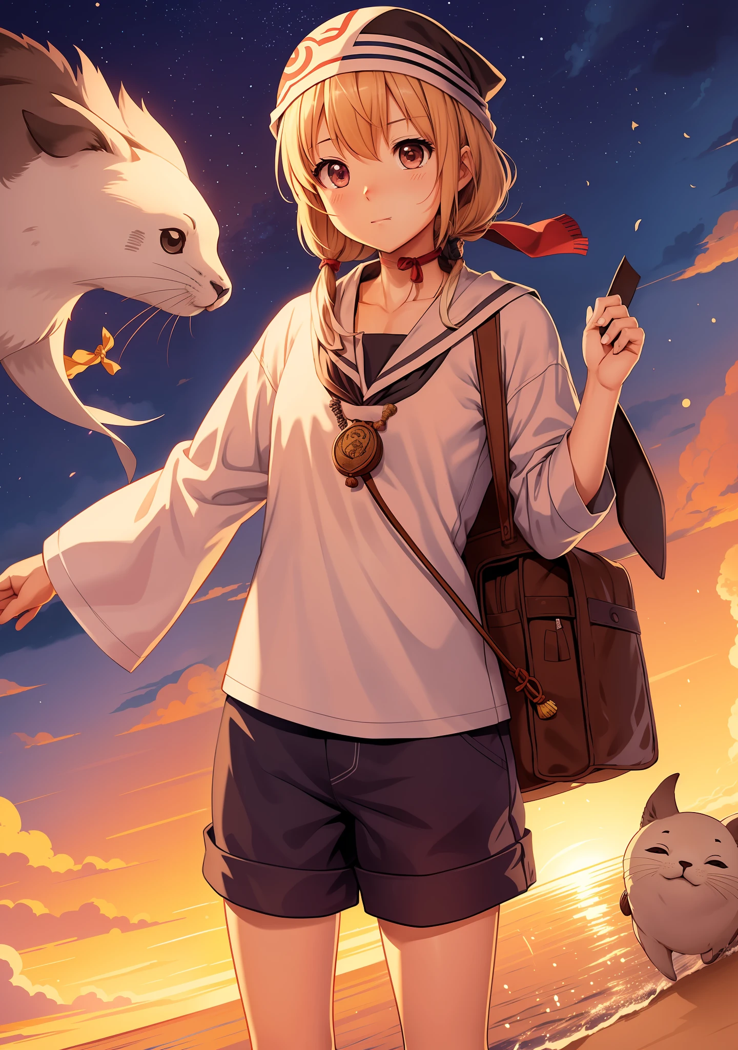 a cartoon seal with a bandana around its neck, concept art by Kishi Ganku, pixiv, shin hanga, ivan seal, shirabii, safebooru anime image, yuruyuri, the seal of fortune, official art, marin kitagawa fanart, awwwww, shuushuu anime image, gelbooru anime image, official illustration