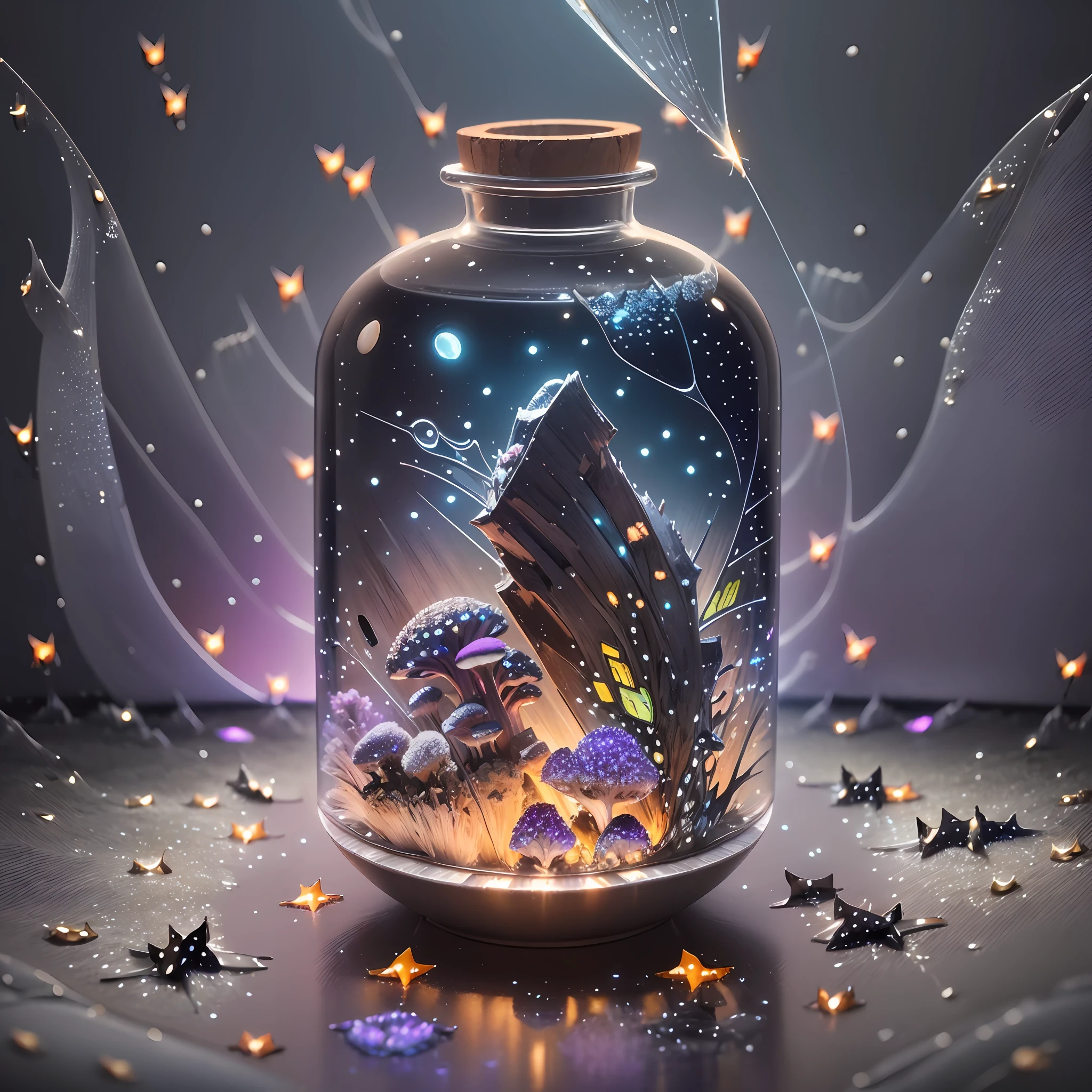 Computer, Extensive landscape ultrasound photography (general view, which shows a glass glass, a glass teapot, a saucer, a bottle of vodka with a snake, fly agaric mushrooms), (a detailed description of the bottle, mushrooms), glass, (a detailed description of the soup), inside the glass there is poison (ultra-detailed burning fire), waves (in detail), a bird (in detail), night, starry sky, moon, meteors (in detail), sea (in detail), the reflection of the moon on the water surface, the reflection of full shooting stars on the surface of the sea, burning surface of the lake, moths (1:3), fireflies (1:3), (ultra-detailed description of appearance), burning lighthouse (crystals: 1,2), BREAK production art, (cold light source:1.2), (Firefly:1.2), lilac, purple, fire particles, colors, complex details, volumetric lighting, realistic fantasy BREAK (masterpiece:1.2), (best quality), 4k, ultra-detailed, (dynamic composition: 1.4), highly detailed, colorful details, (gloomy colors: 1.2), (luminous lighting, atmospheric lighting), gloomy, dark, magical, (solo: 1.2) --auto --s2