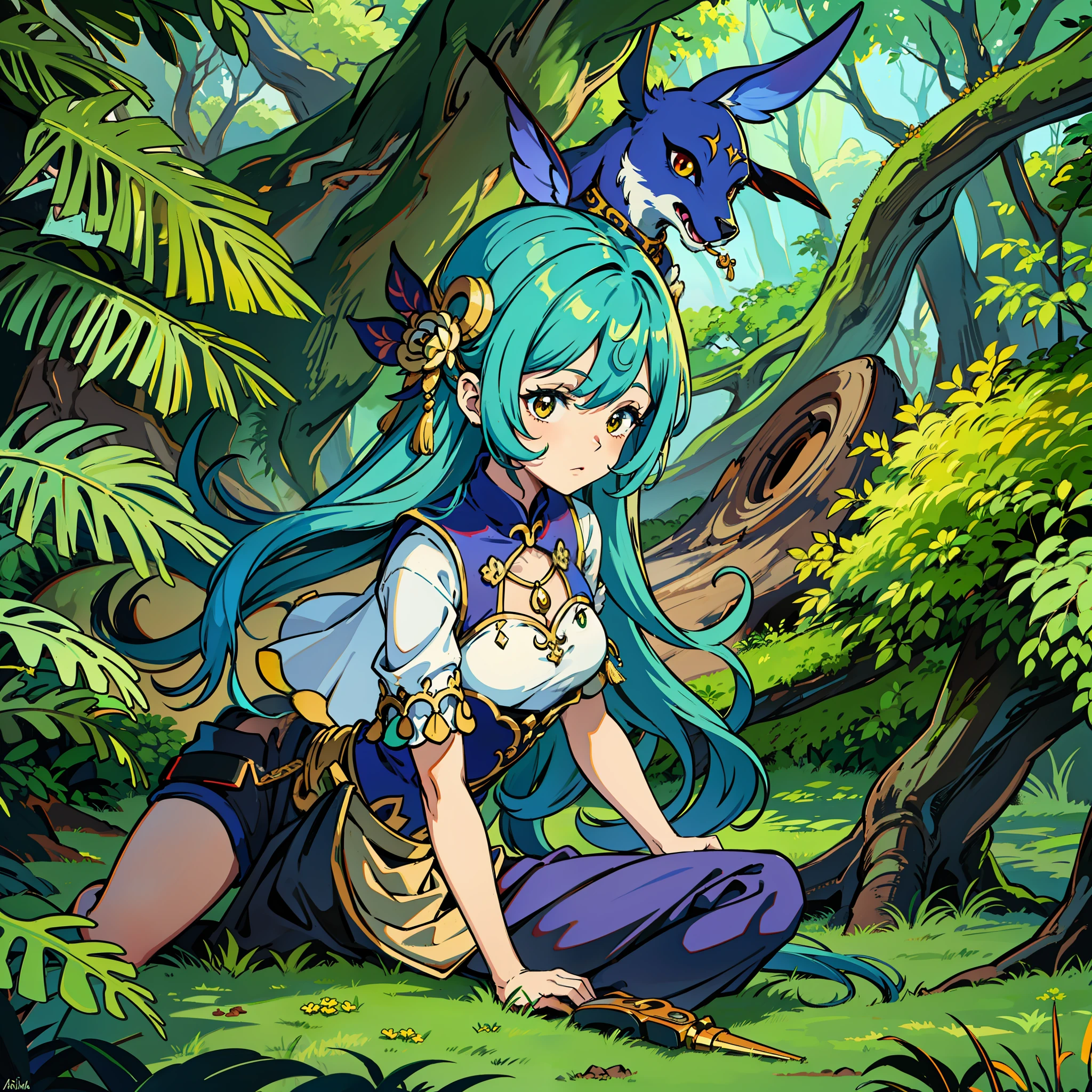 create an illustration of the curupira, The Curupira is a mythical being of Brazilian folklore known for being the guardian of the forest and for punishing those who enter it to cut down trees or hunt the animals