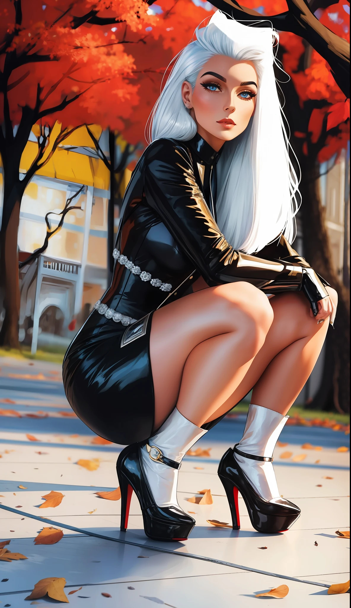 Woman, white hair, mistress, heels
