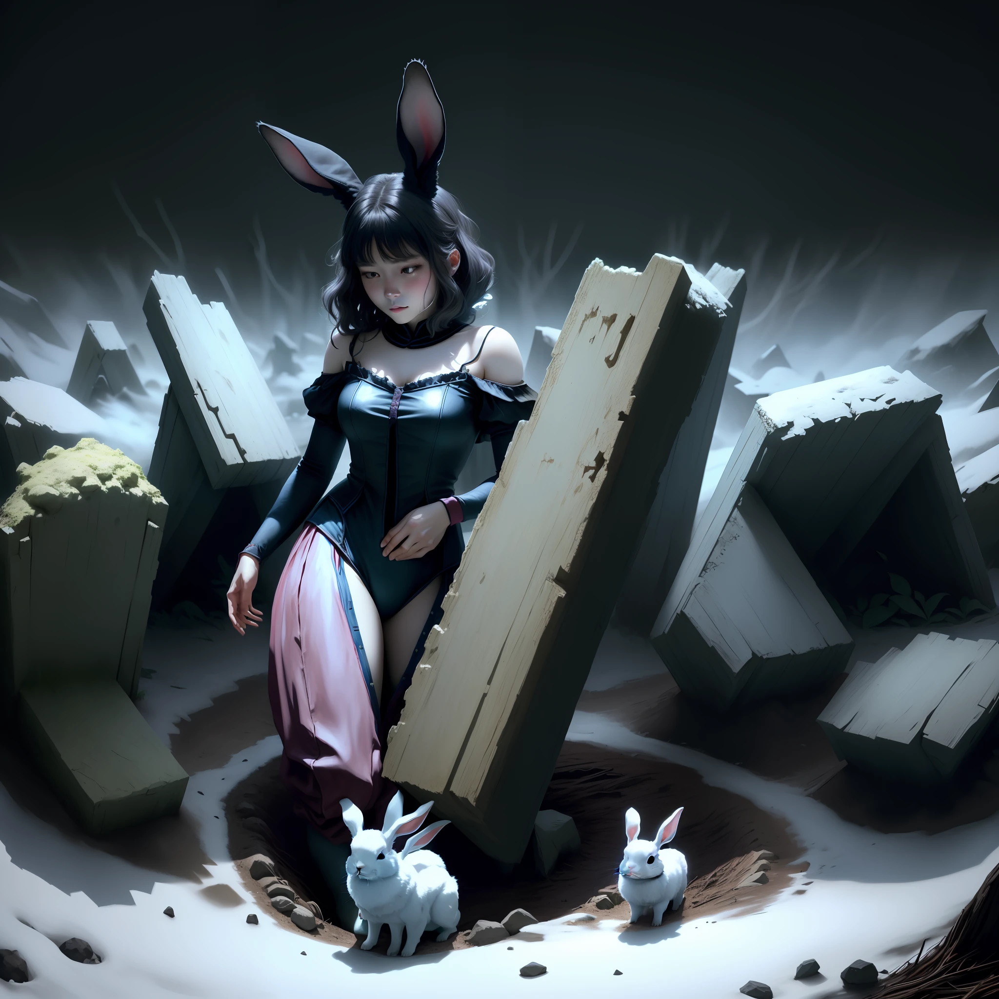 The big rabbit is sick, two rabbits look, three rabbits buy medicine, four rabbits boil, five rabbits die inexplicably, six rabbits lift, seven rabbits dig a hole with their heads stuffy, eight rabbits come to bury, the small tombstone of the dark forest, is the cold corpse of the rabbit, the cry of sorrow is long gone, the sun slowly crawls out, the nine rabbits are sad on the ground, and the ten rabbits ask why? Nine rabbits said that five rabbits would never come back