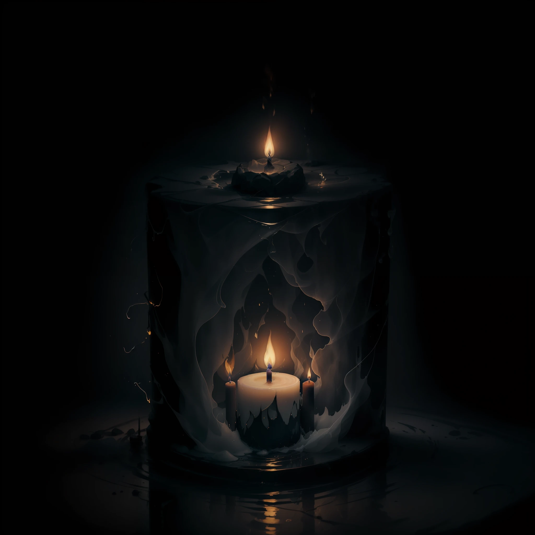 The image shows a backdrop of deep loneliness and darkness, where a single lit candle stands out. In the midst of the vast void, the candle emits a dim light, illuminating the environment around it. The soft, delicate light of the flame creates subtle contrasts between light and shadow, revealing faint outlines and details hidden in the dark.
However, upon closer inspection, one notices that the candle is rapidly melting. Its wax drips down the sides, forming small puddles around the base. This depiction symbolizes the candle's weariness in continuing to light, revealing an exhausting effort to keep its flame burning.
Despite the evident fatigue, the candle persists in its mission to illuminate space. Its fragile, wavering glow brings a sense of vulnerability, but also a message of hope and resistance. The candle represents the inner strength that seeks to find meaning and meaning in the midst of loneliness and darkness, even if it is challenging and requires a great deal of effort.
The image evokes a feeling of melancholy, but also of perseverance. Even when the candle flame is dimming, its light is still able to provide some comfort and guidance in the darkness. It is a reminder that even in the most difficult and lonely times, there is a spark of hope that can light the way forward.